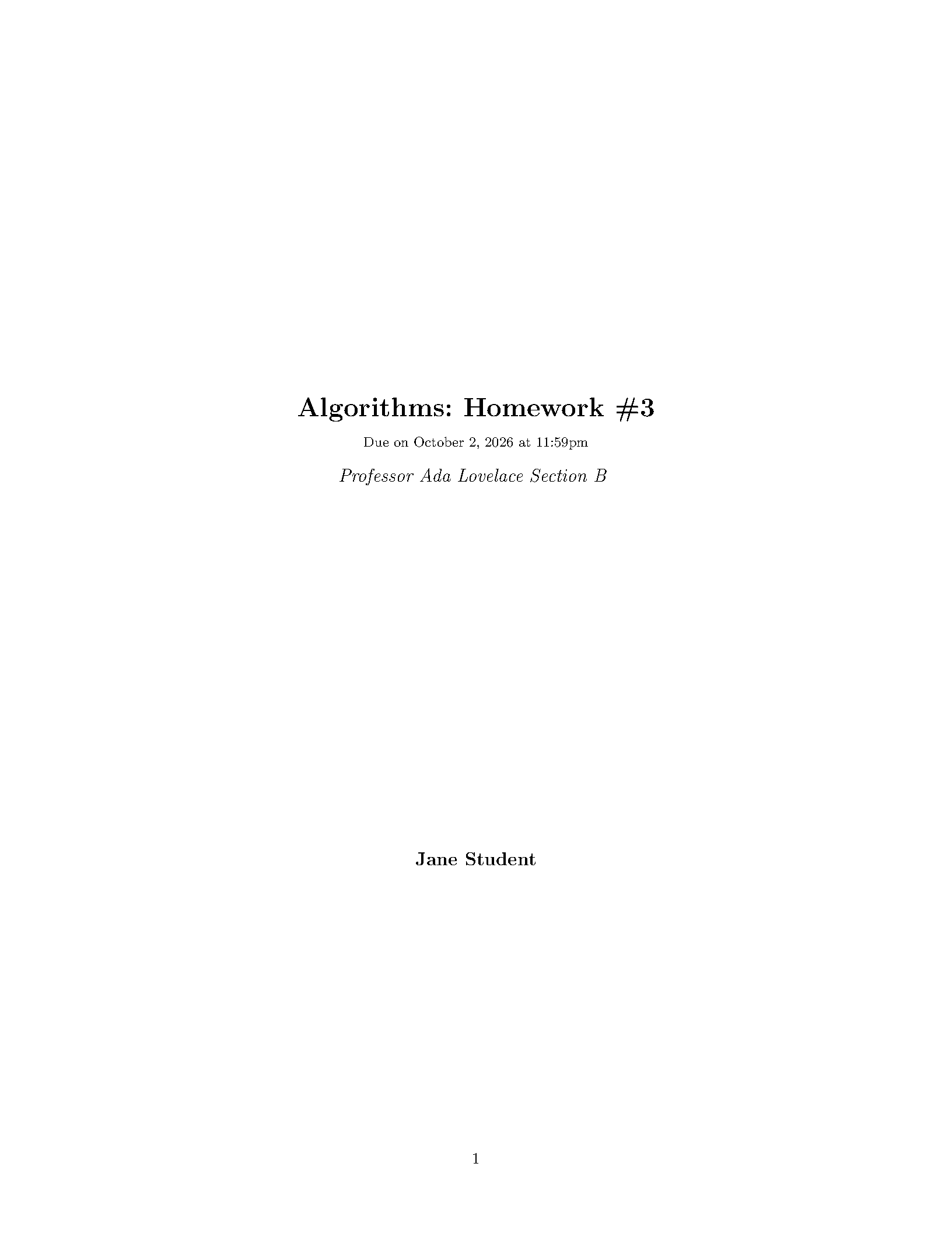 First page of Classic Homework Template