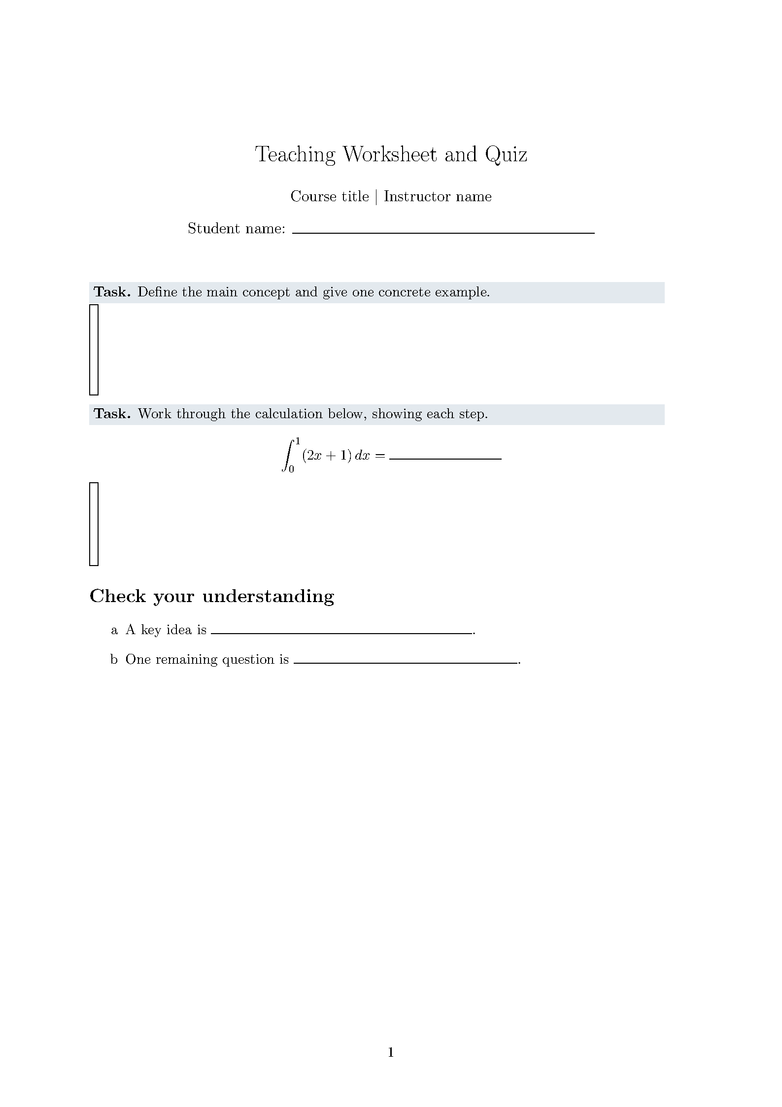 First page of Comillas Teaching Worksheet
