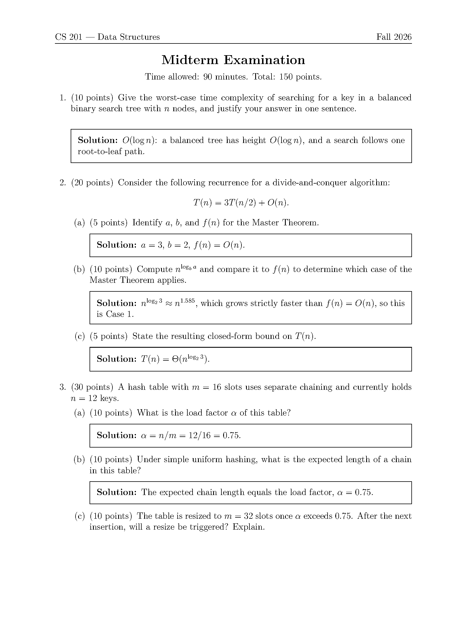 First page of exam
