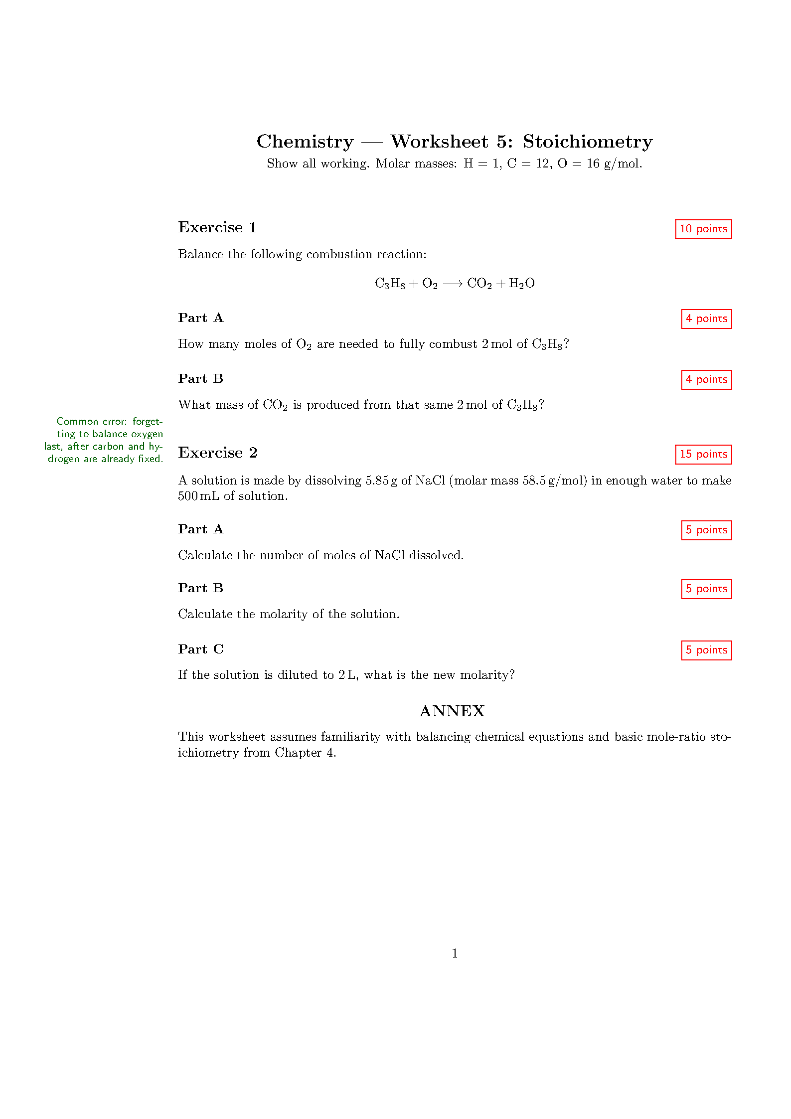 First page of exesheet