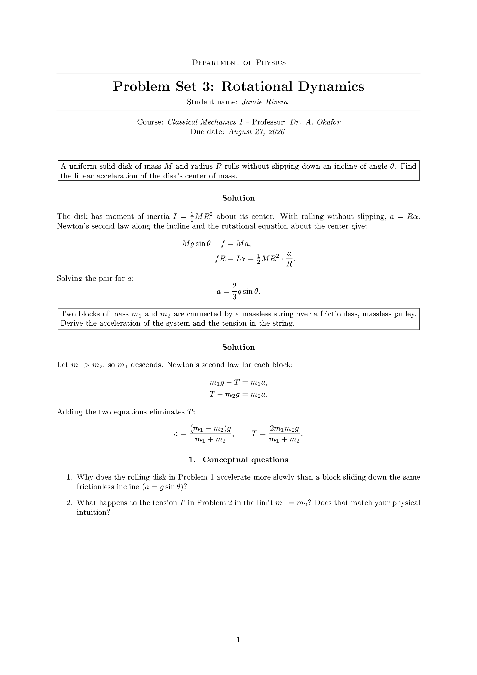 First page of FPHW Assignment