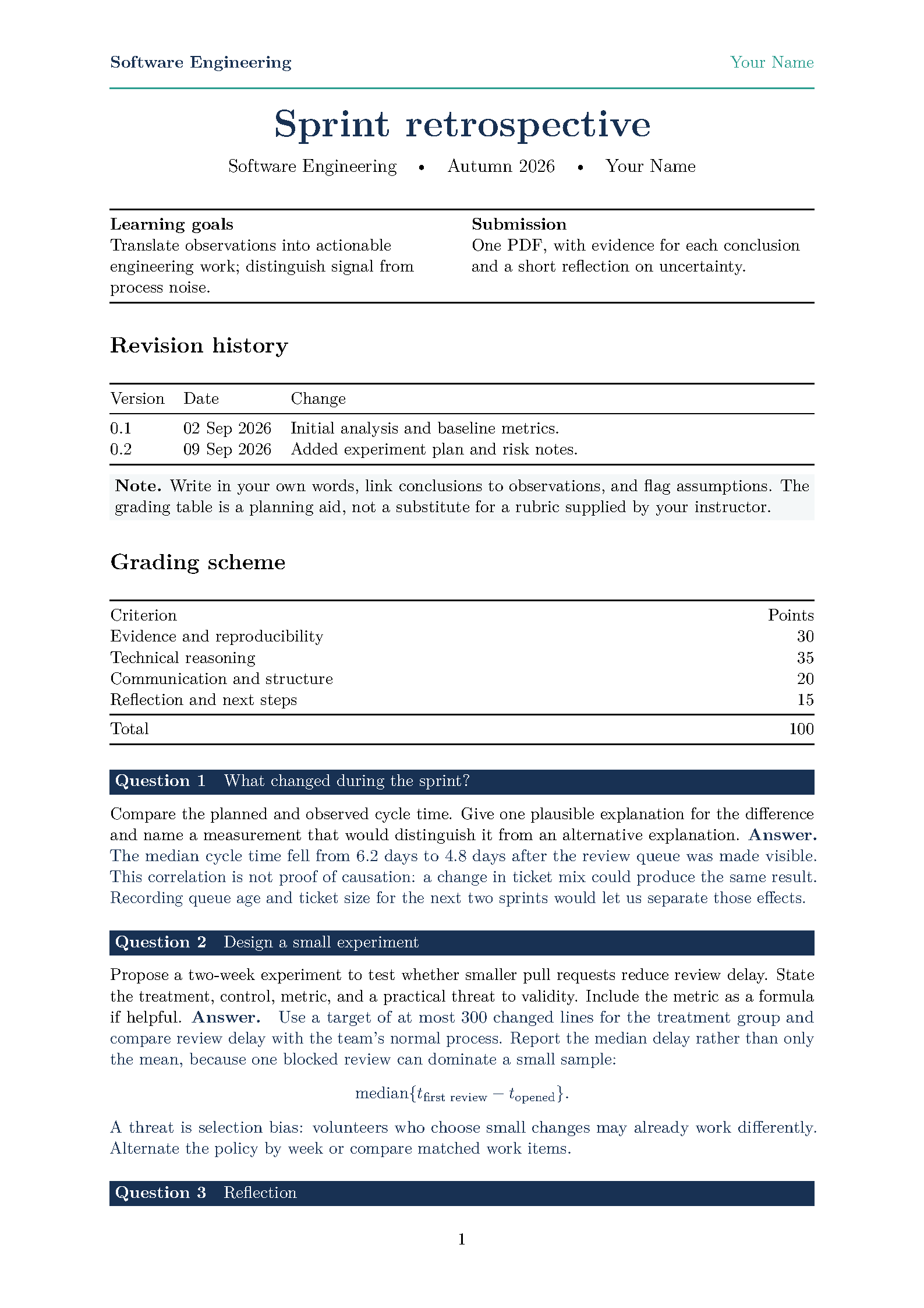 First page of Frostybee Modular Homework
