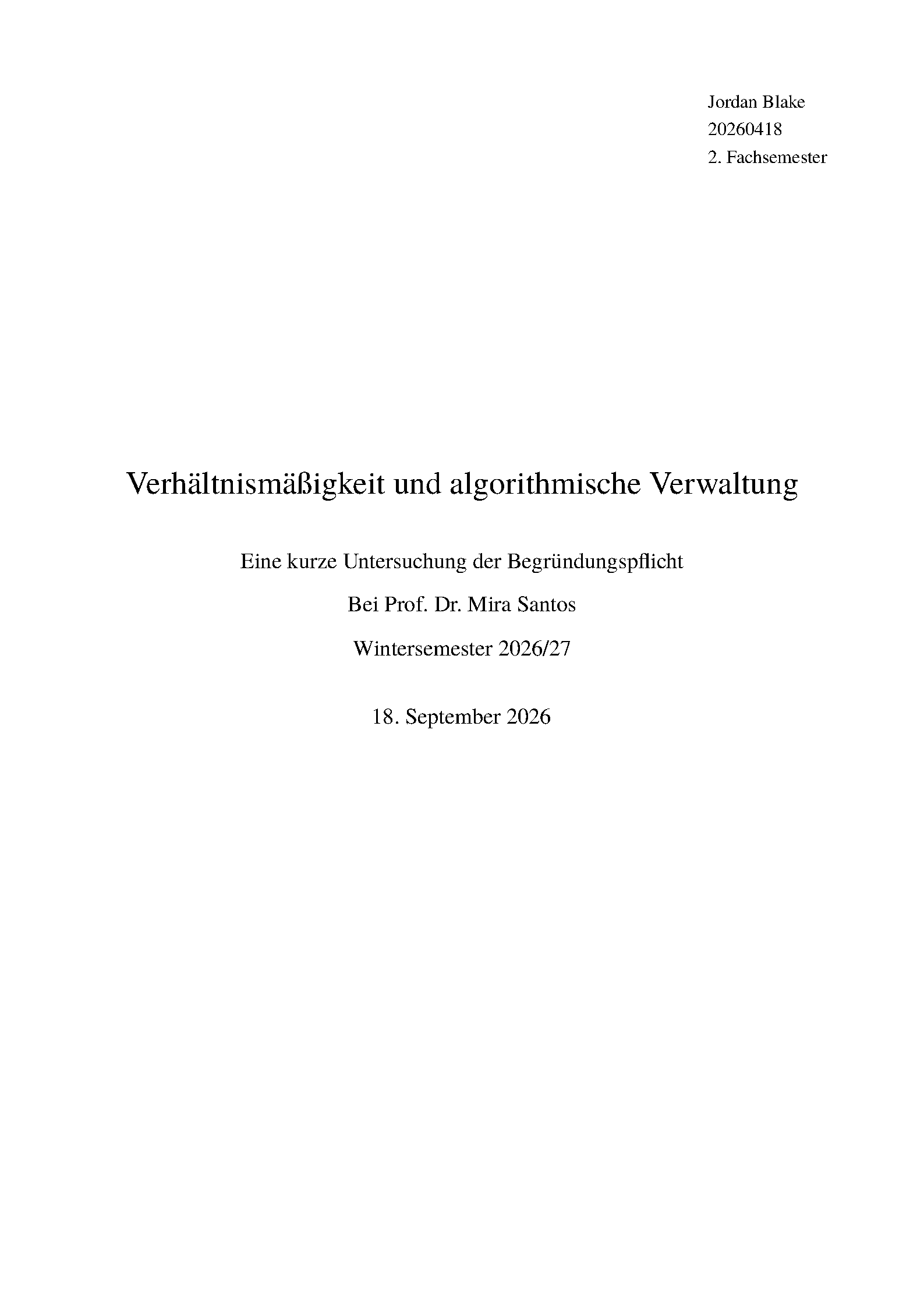 First page of Hausarbeit Jura Essay