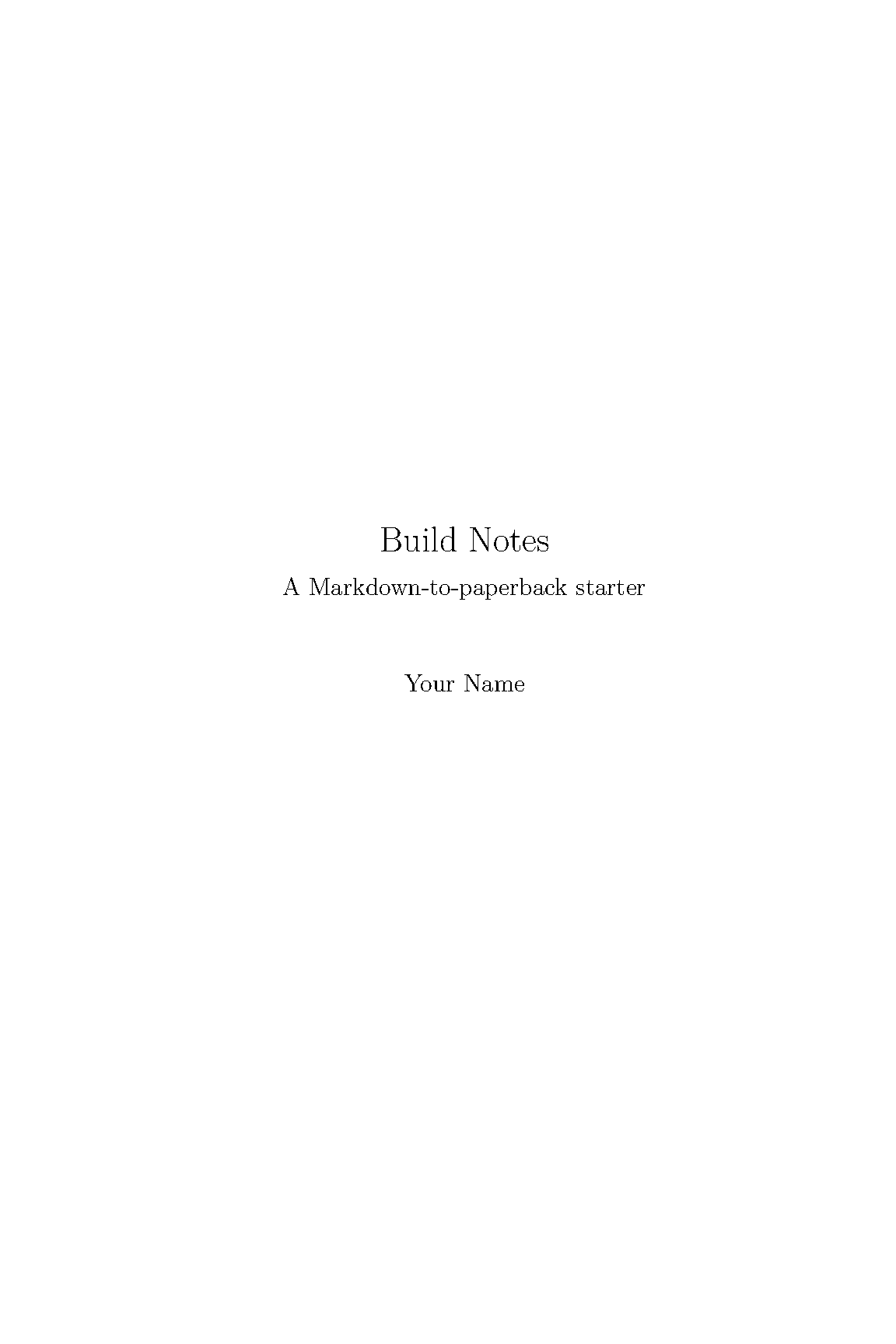 First page of Markdown to Book