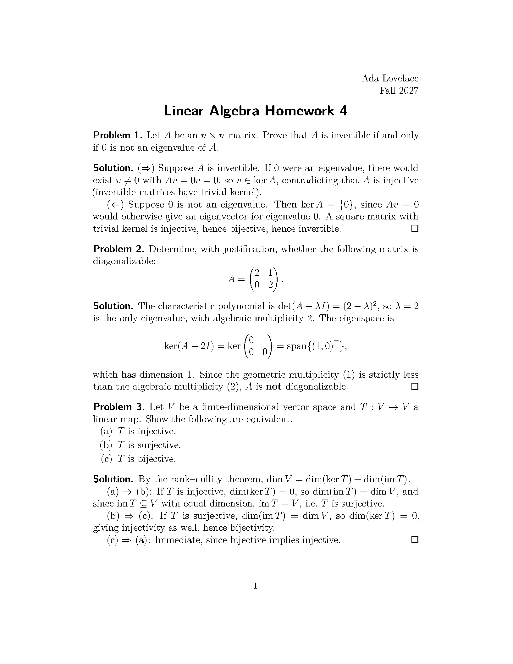First page of Math Homework Class