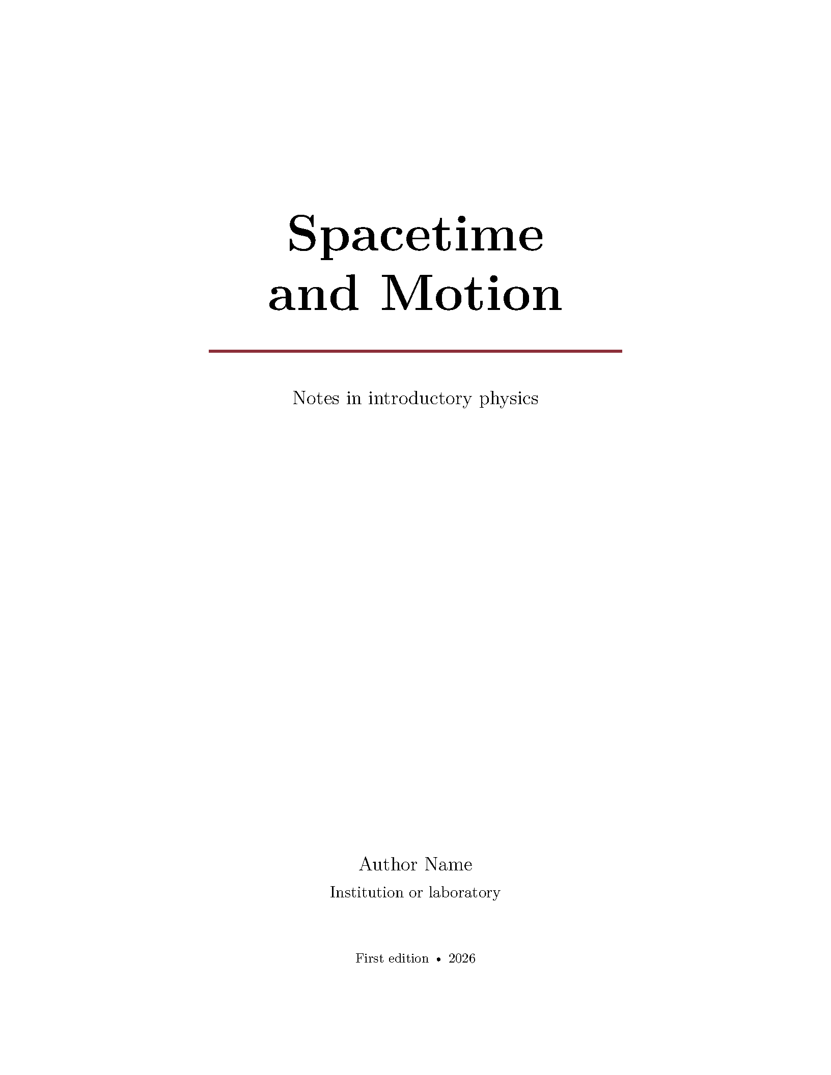 First page of Overleaf Physics Book Template