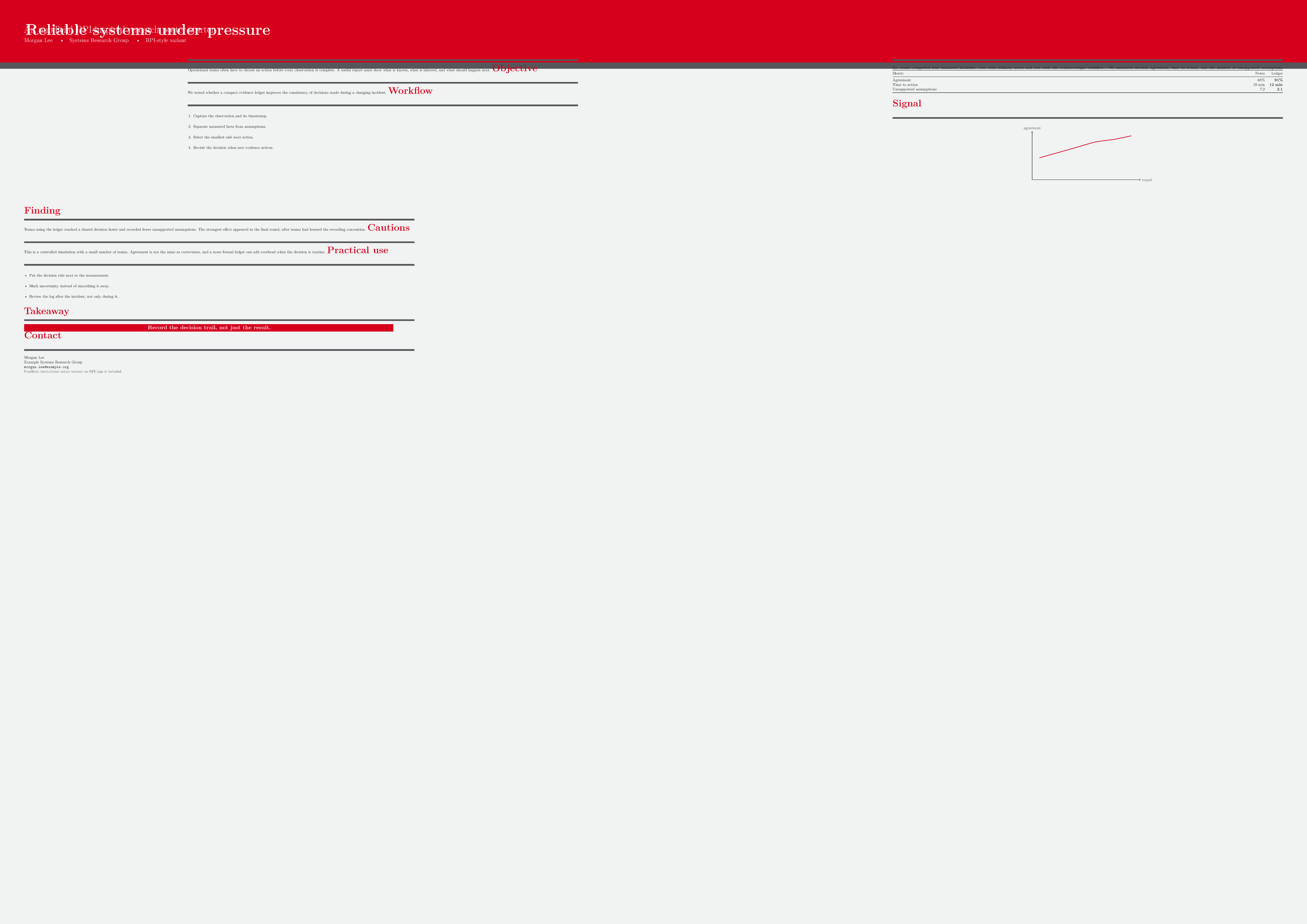 First page of RPI Research Poster