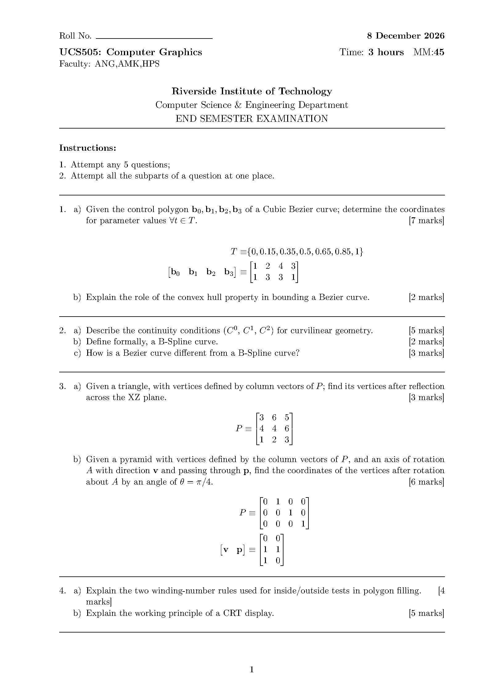 First page of TIET Question Paper