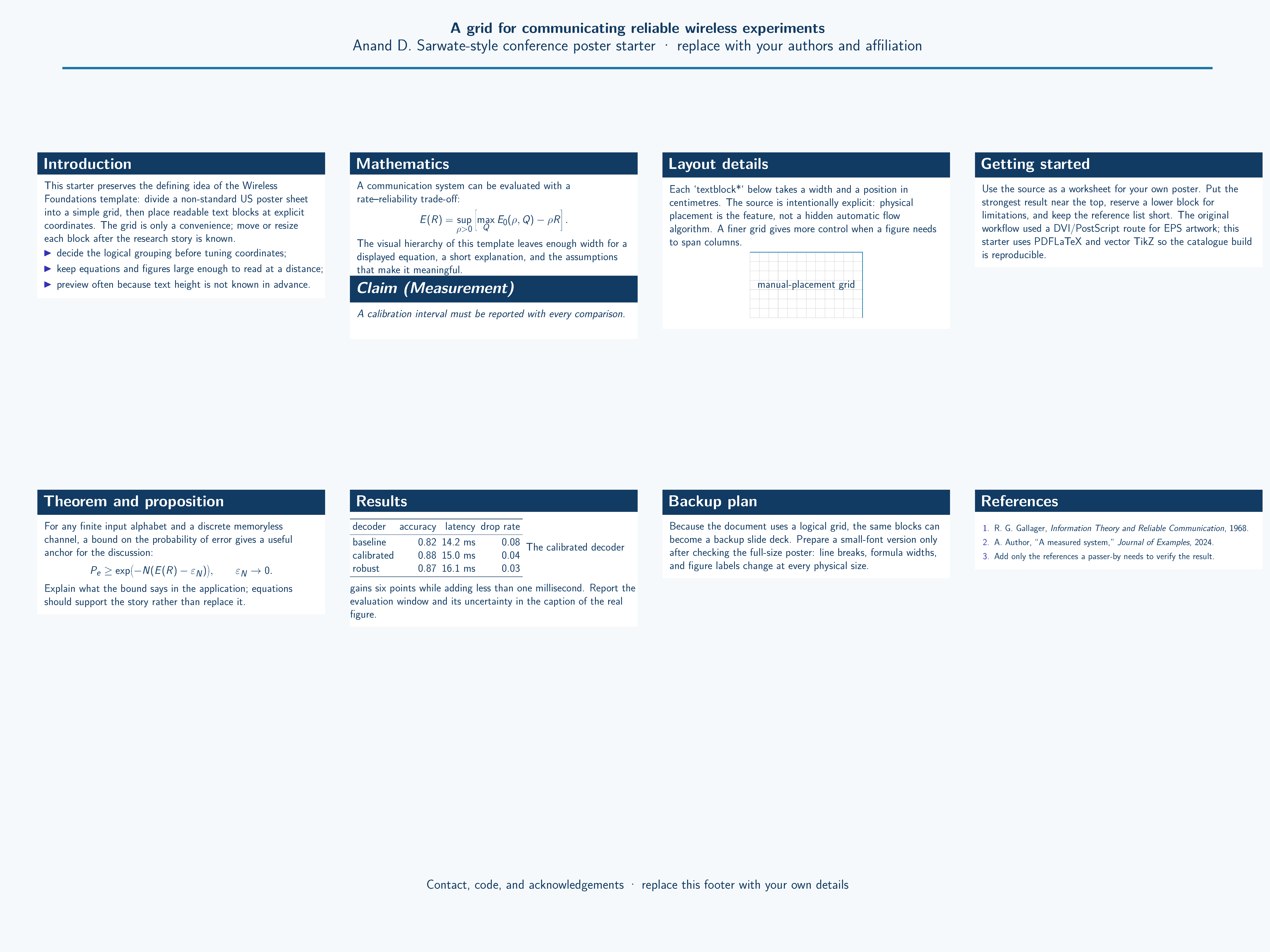 First page of Wireless Foundations Poster