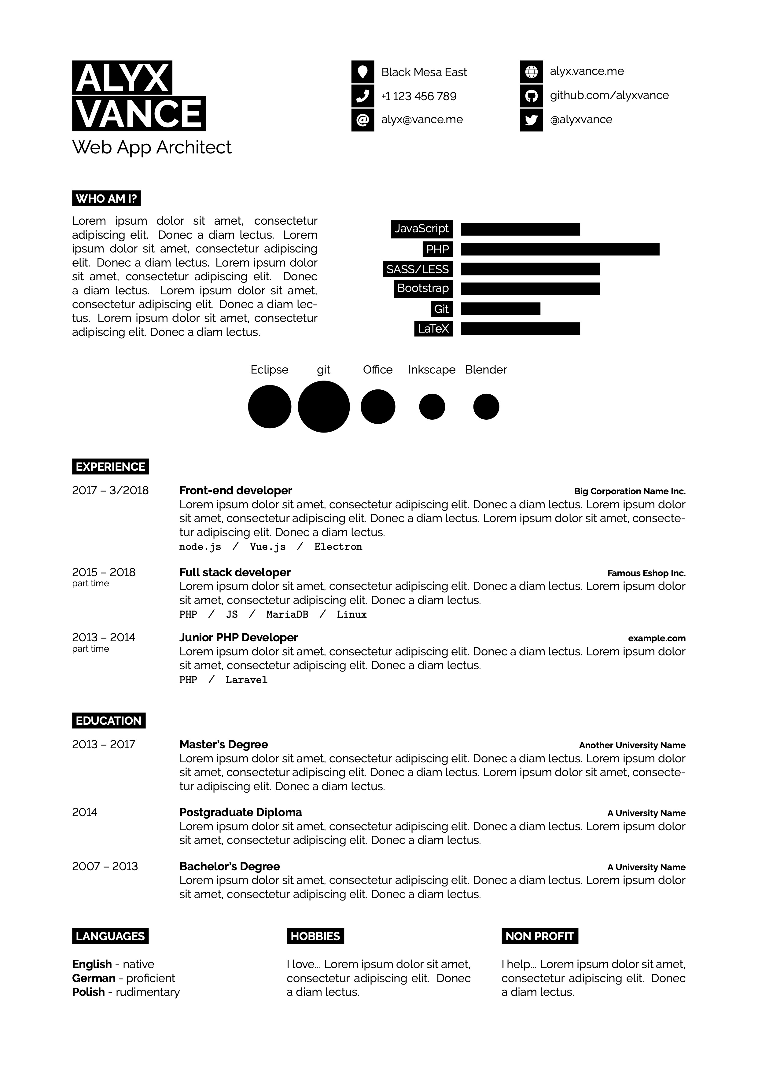 LaTeX Templates - CVs and Resumes