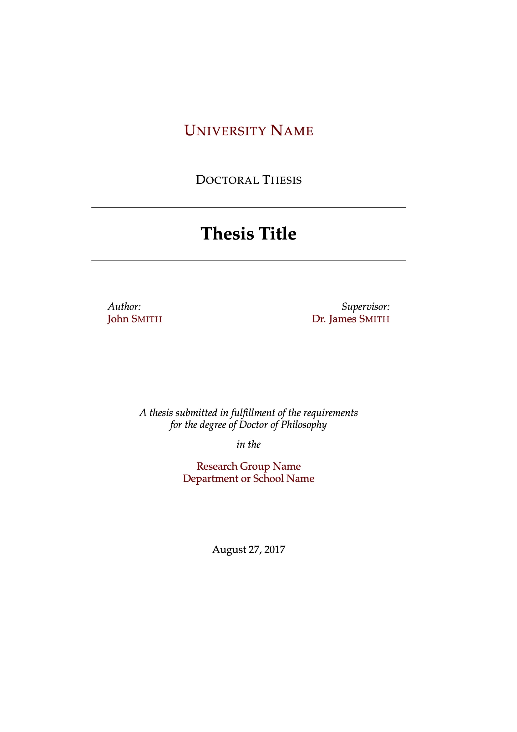 master's thesis title page example