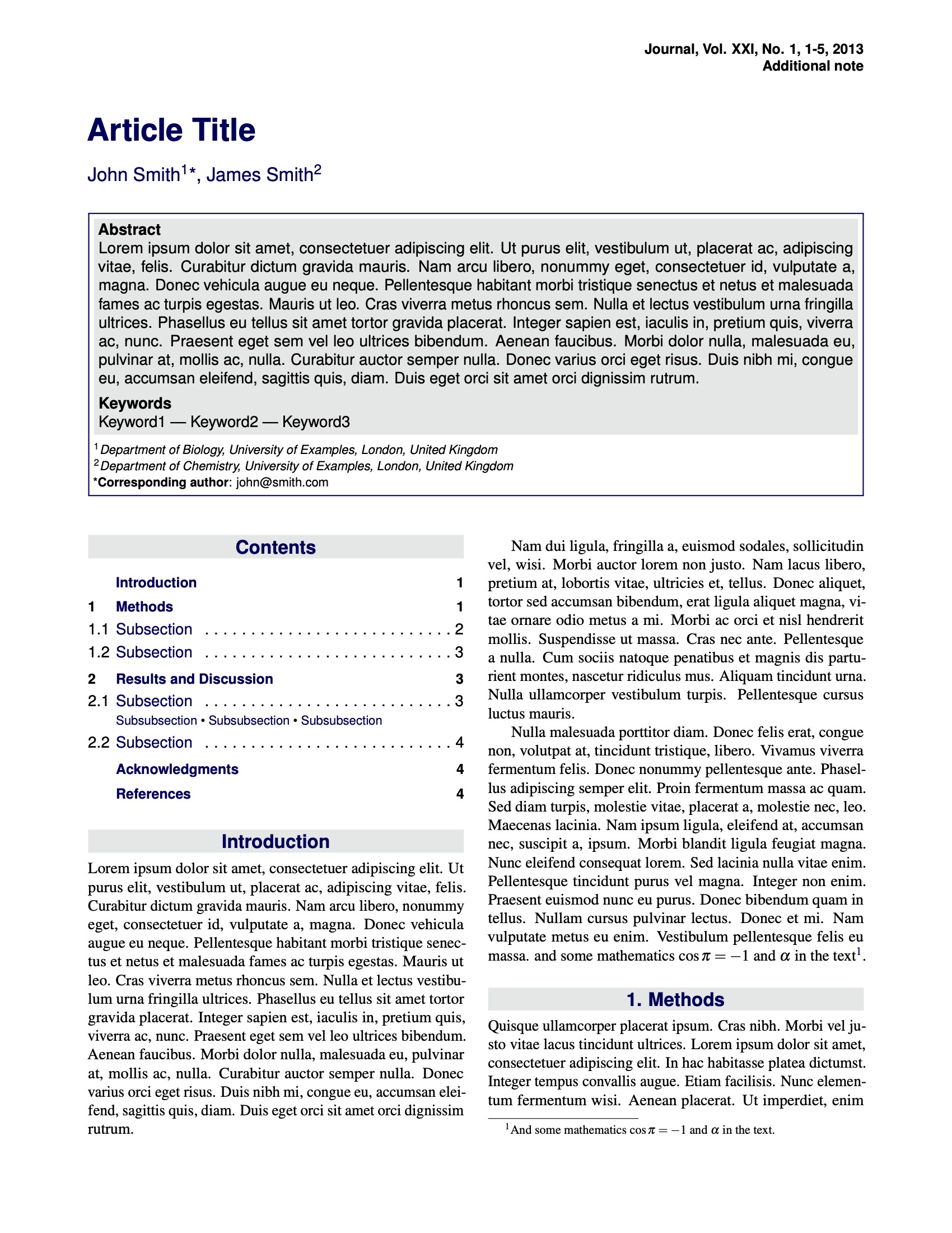 LaTeX Templates - Academic Articles Throughout Latex Template Technical Report