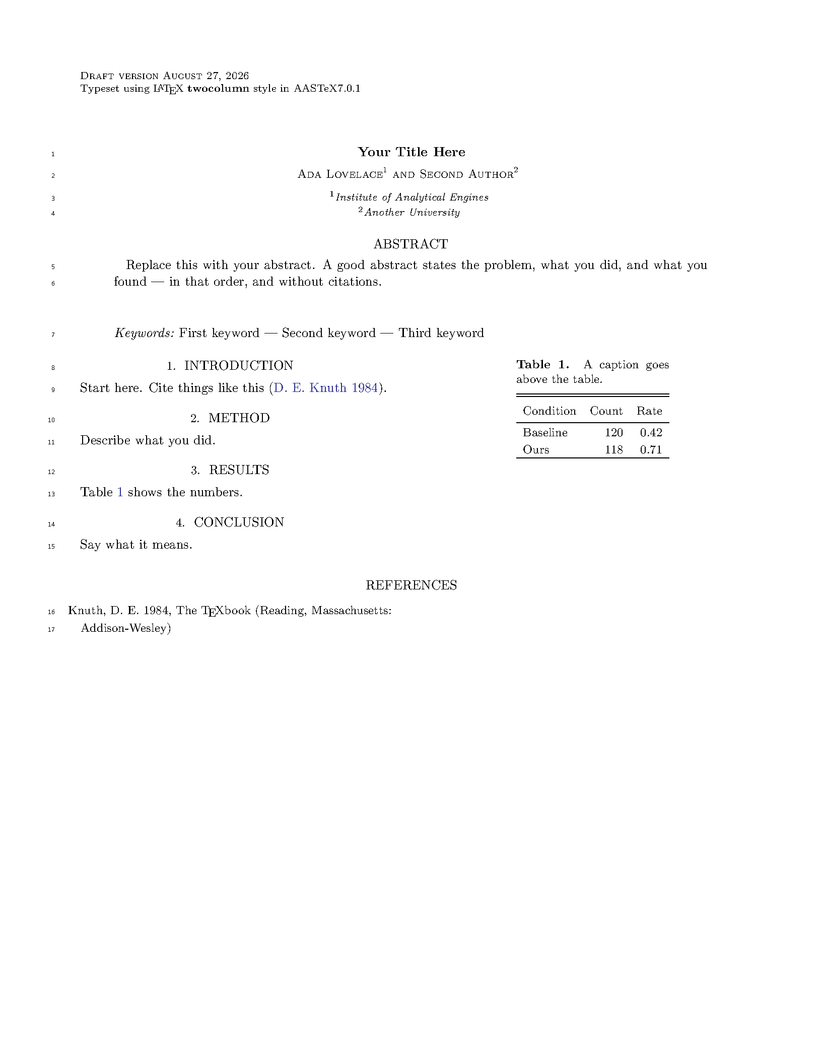 First page of AASTeX