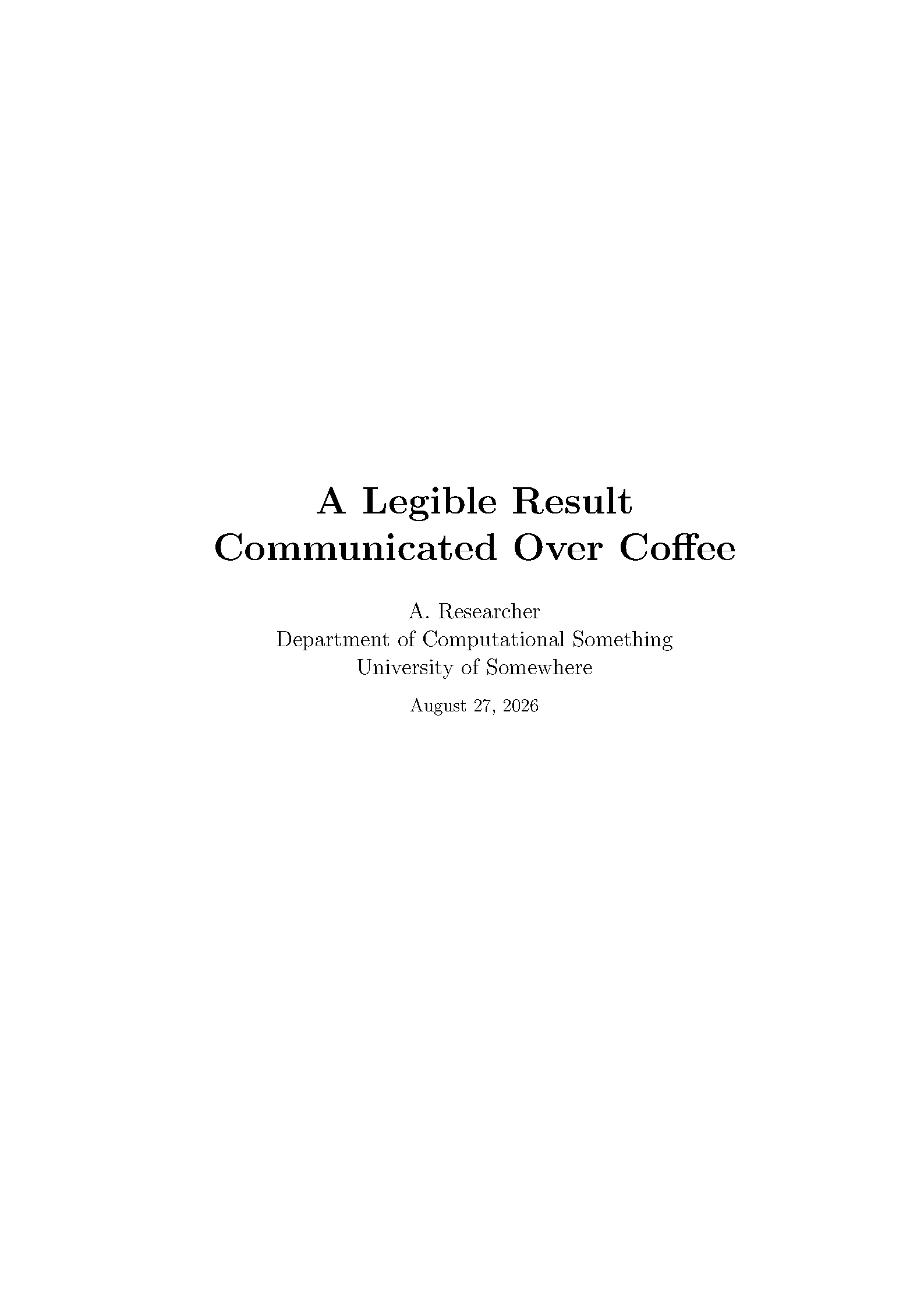 First page of the compiled Academic Title Page template