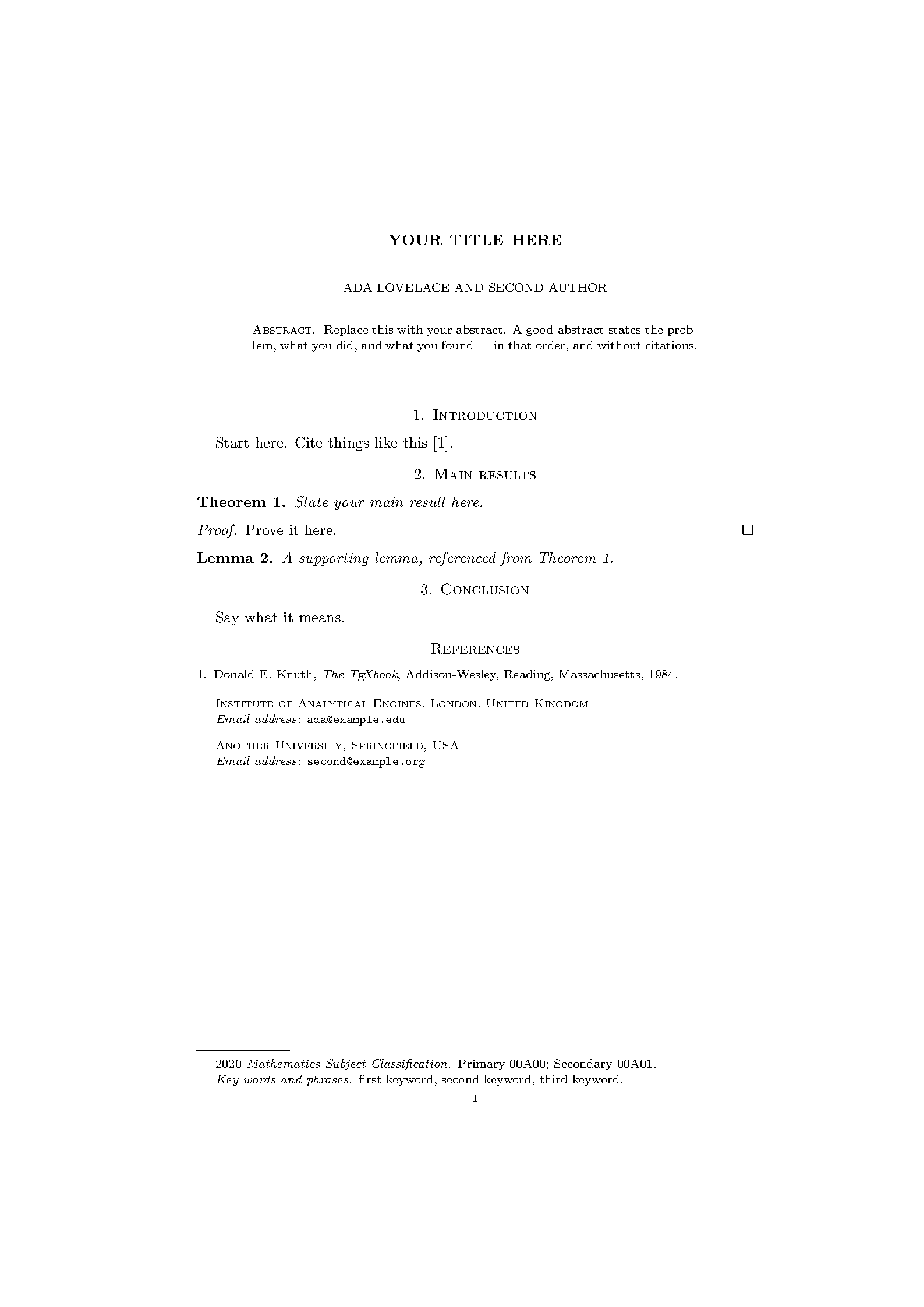 First page of AMS Article (amsart)
