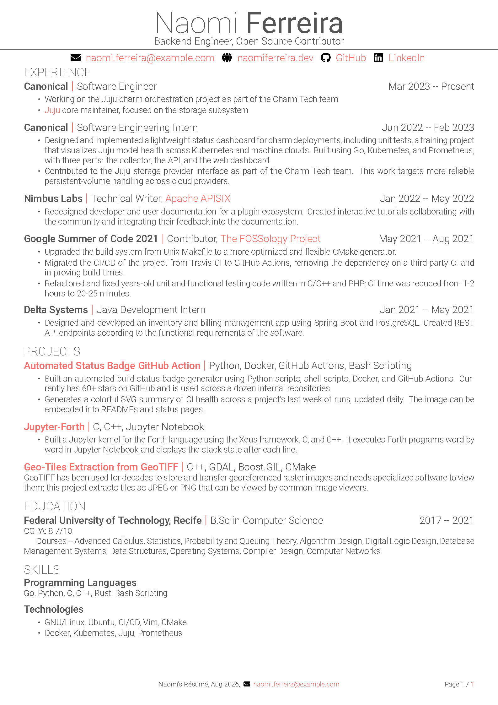 First page of Avinal Resume