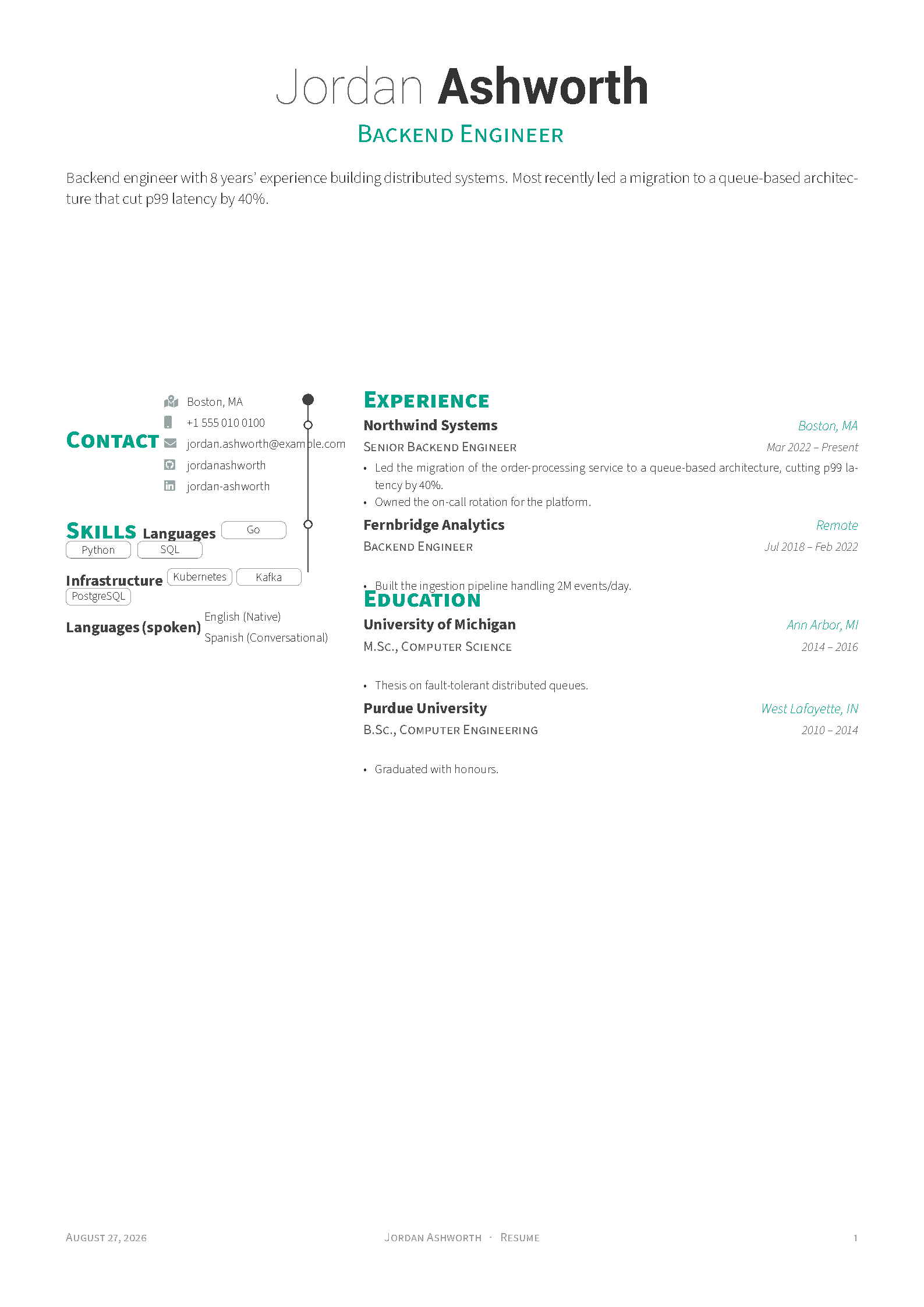 First page of Awesome CV Timeline