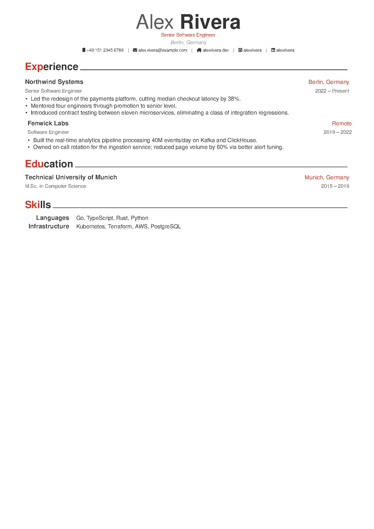 First page of Awesome Resume/CV