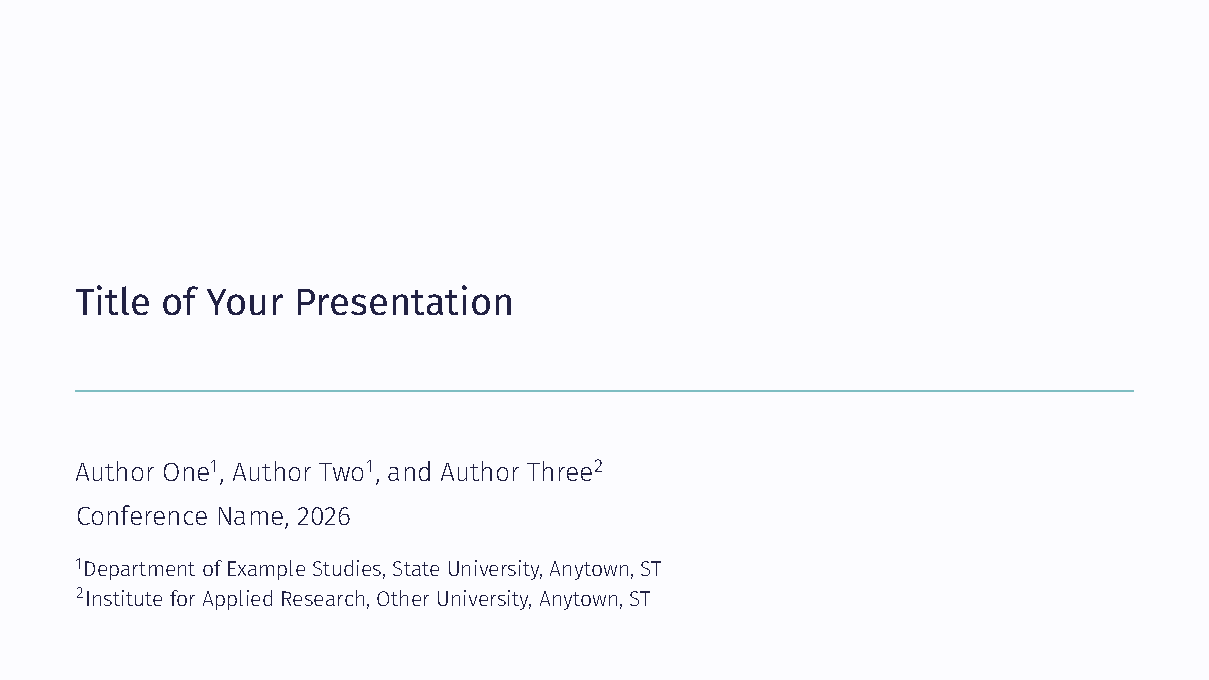 First page of the Beamer Presentation template