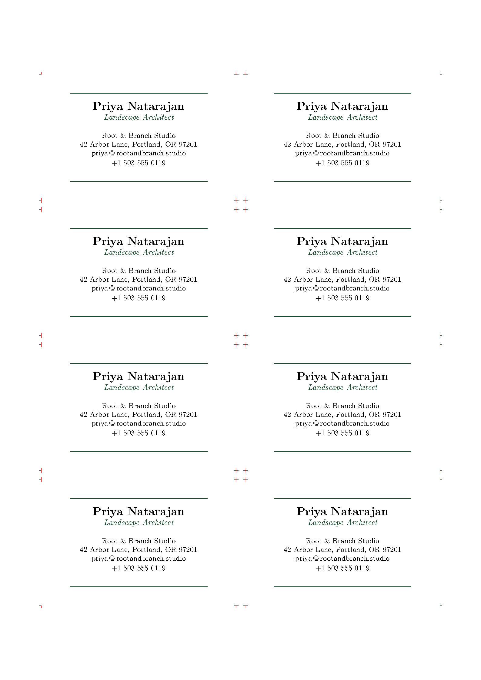 First page of Bezos Business Card