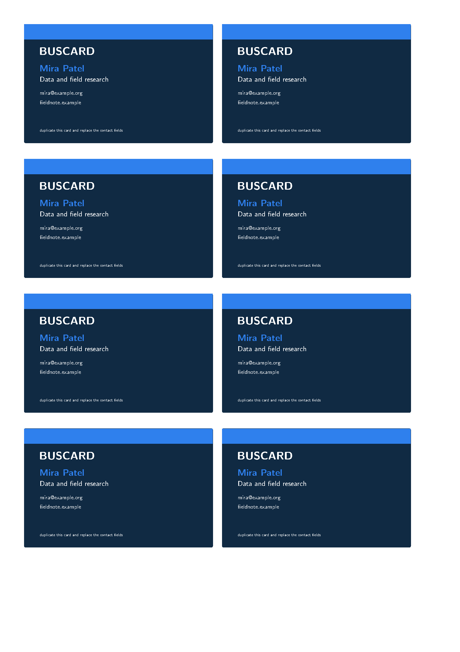 First page of buscard Business Cards