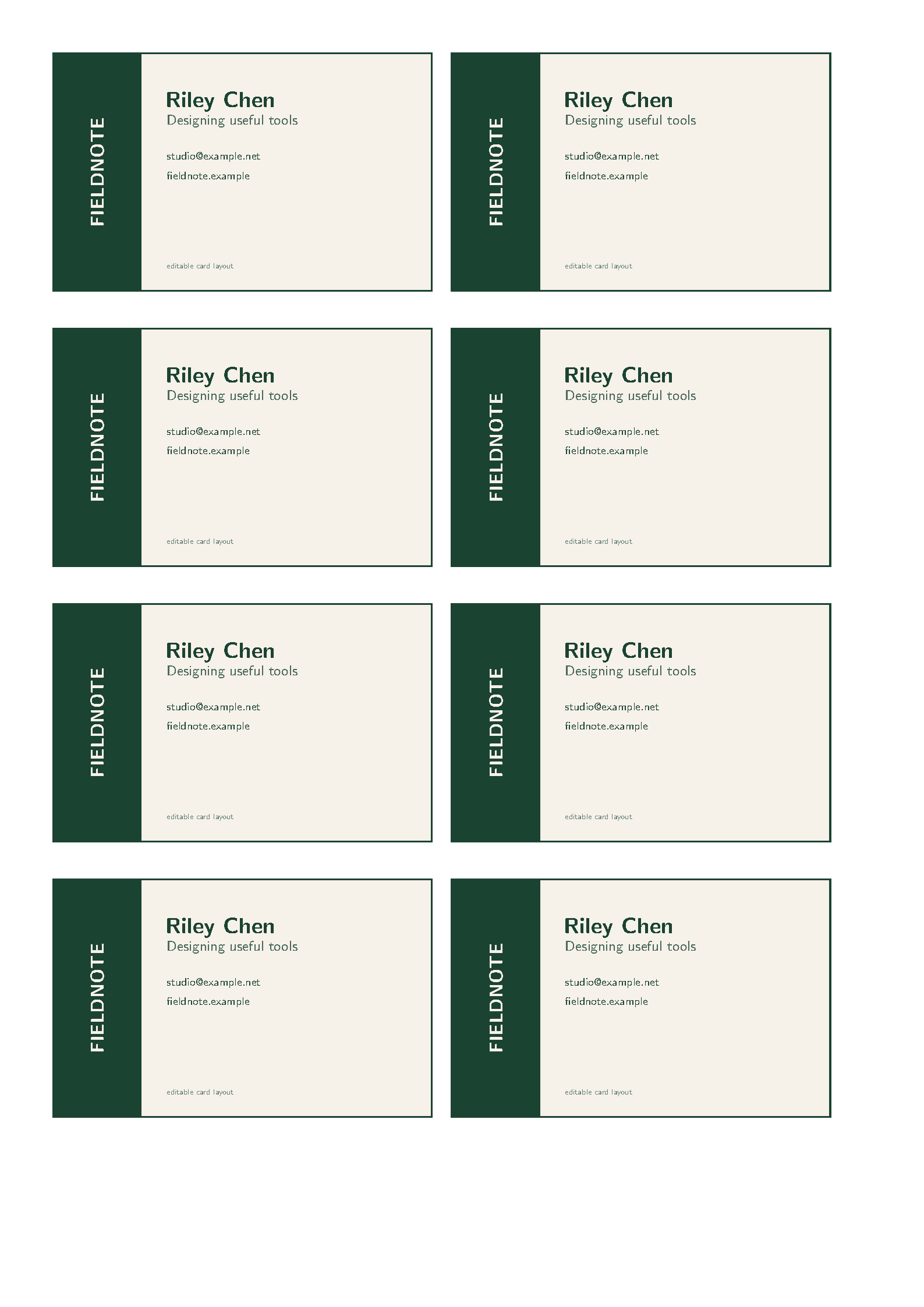 First page of Business Card Template