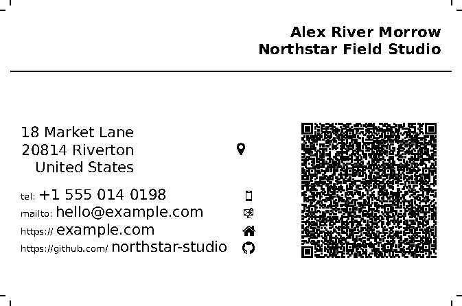 First page of Business Card with QR Code