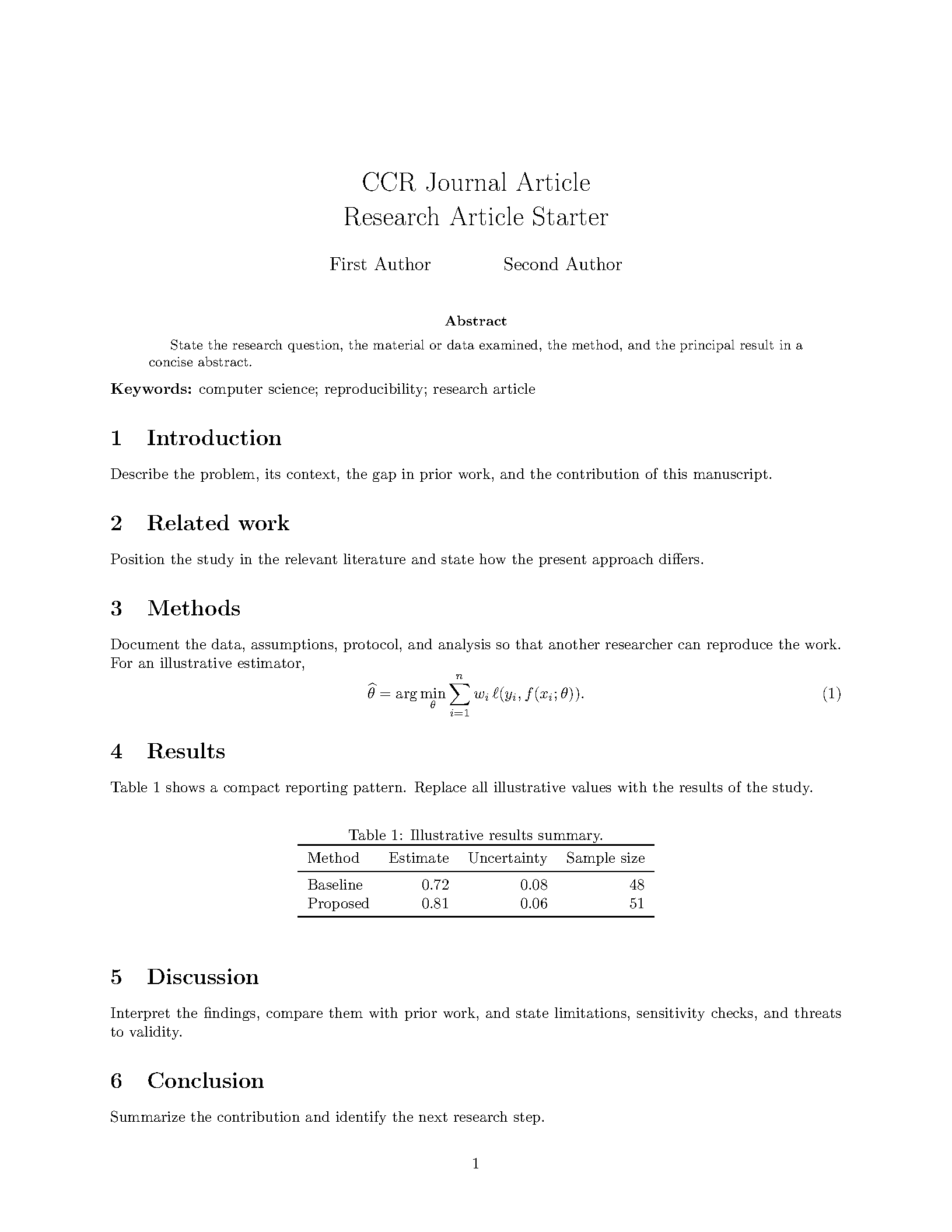 First page of CCR Journal Article