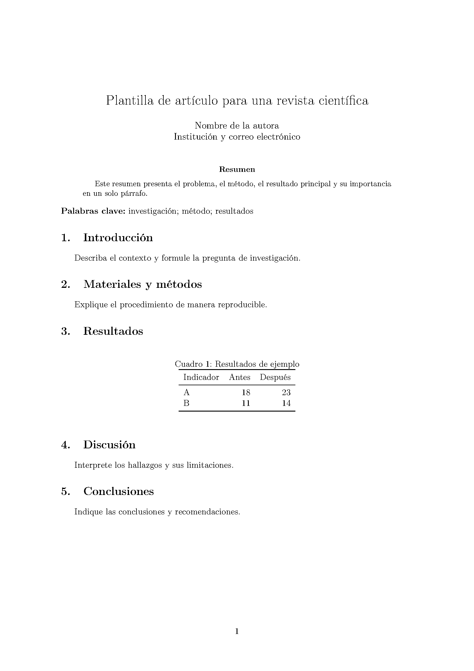 First page of the Revista CEDAMAZ Article template