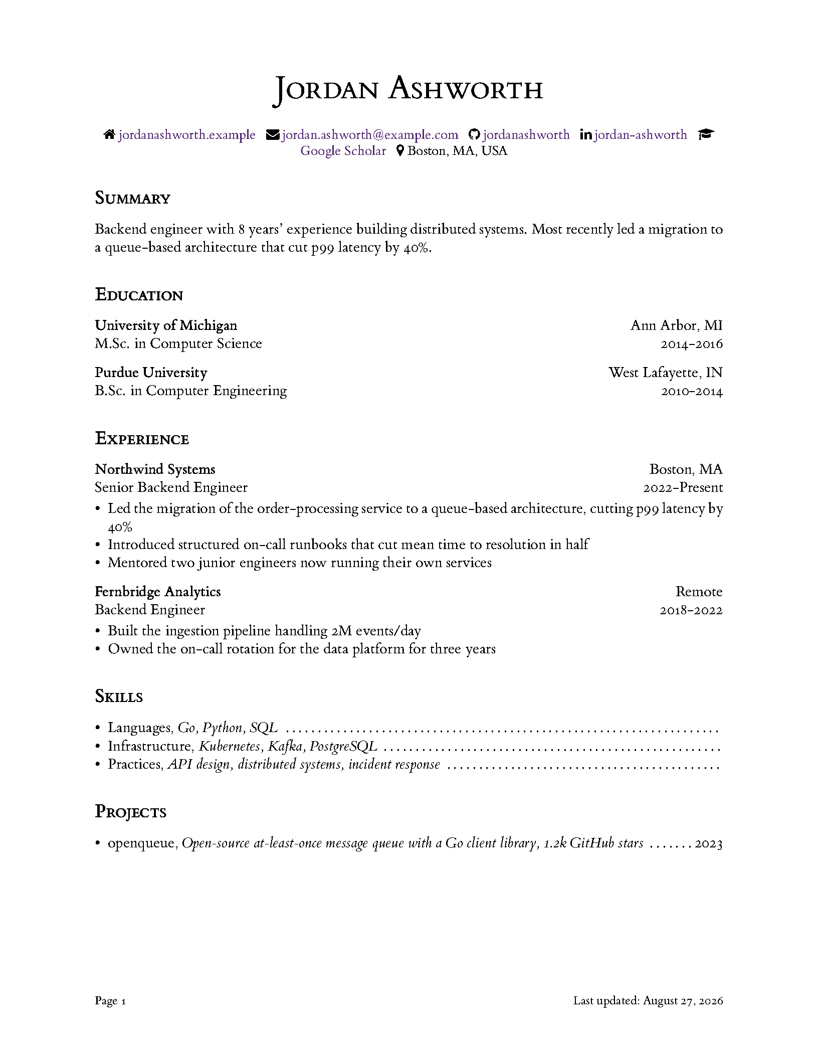 First page of CleanCV