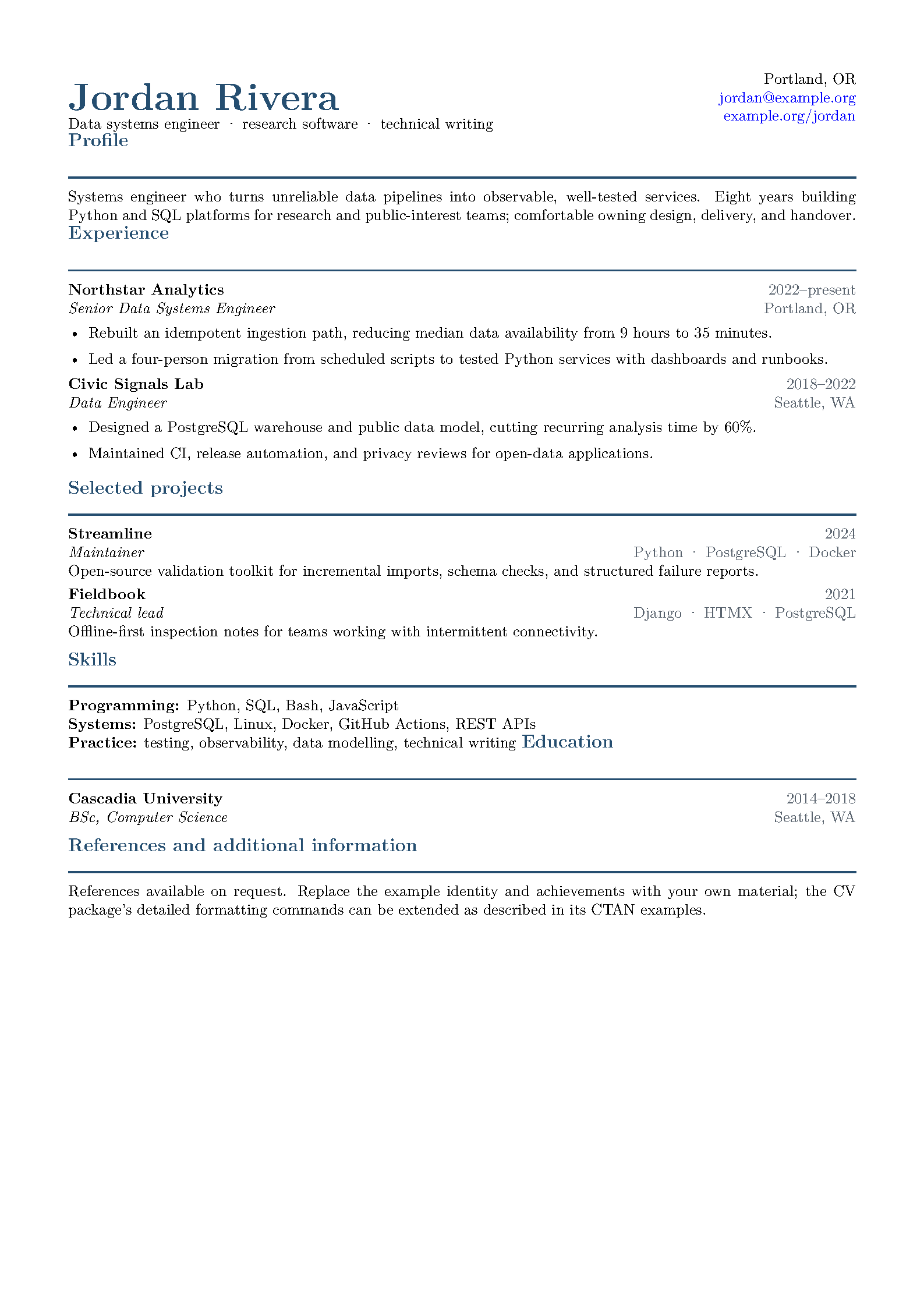 First page of Classic CV
