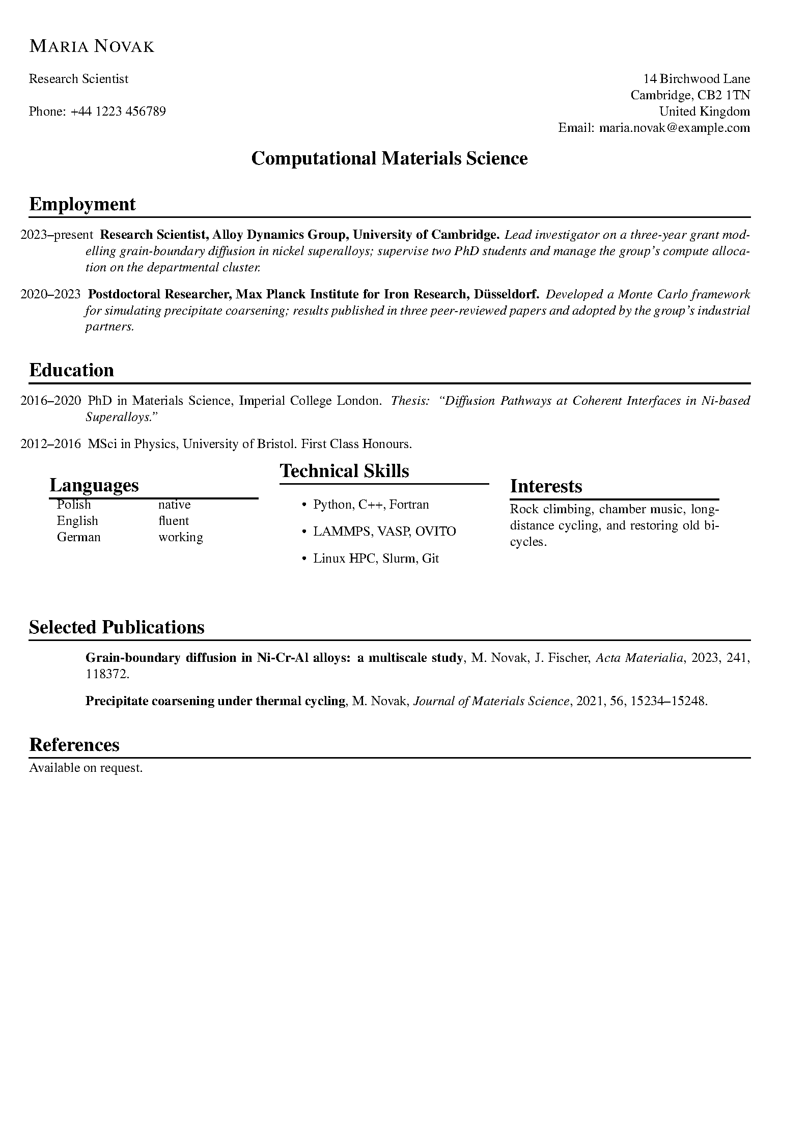 First page of CVsty