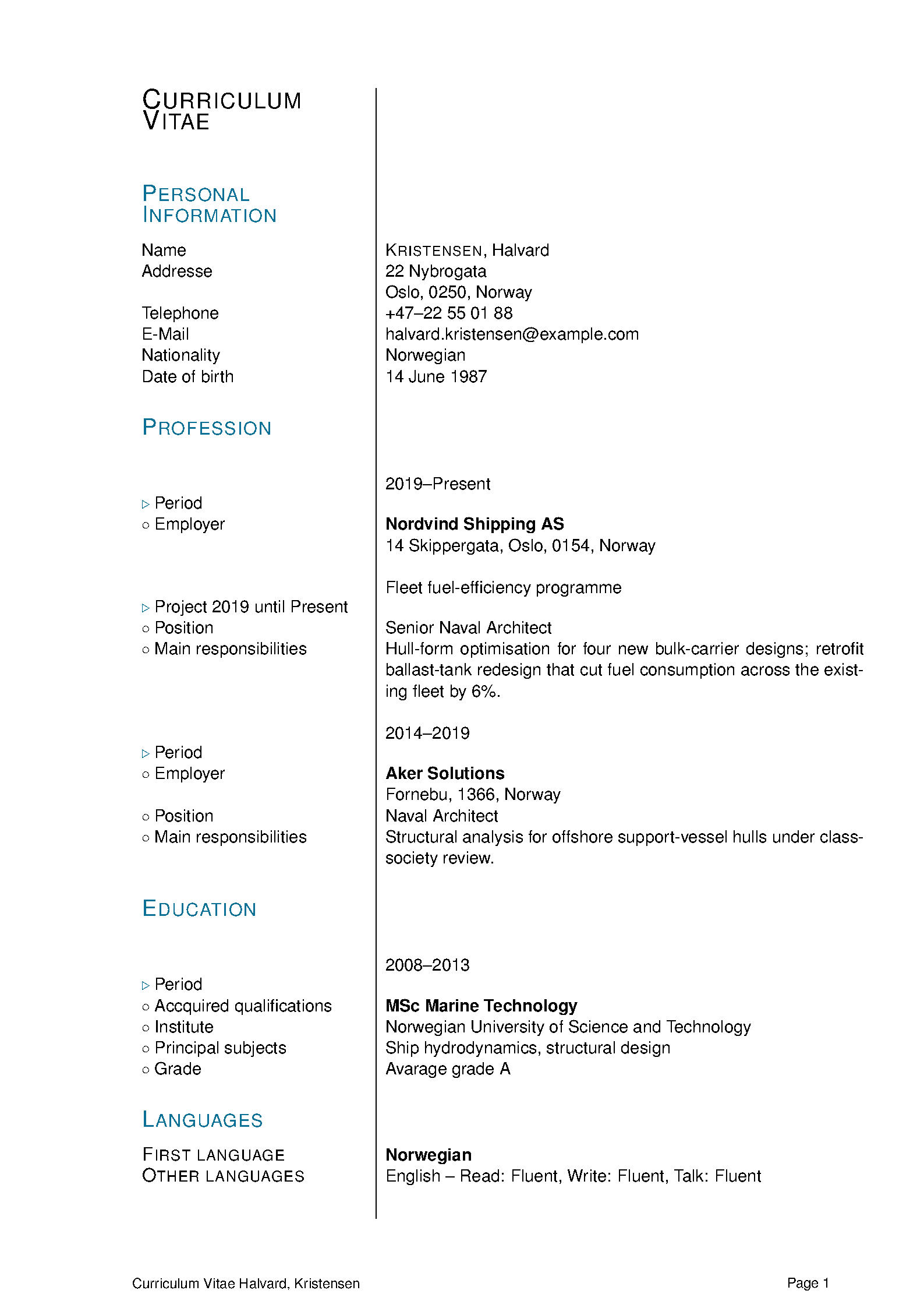 First page of ECV