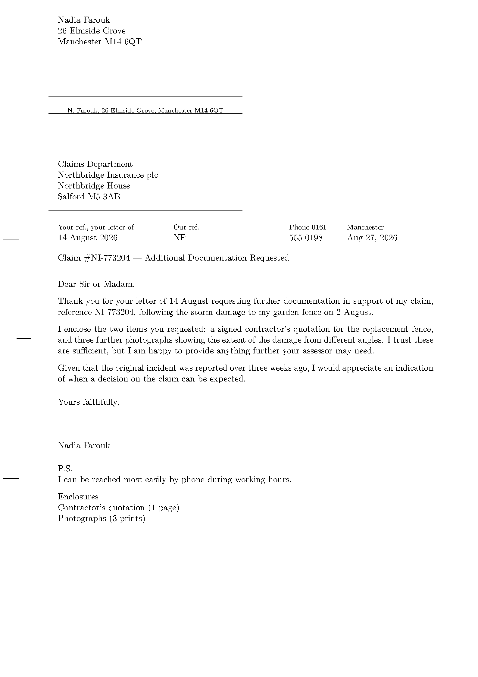 First page of the ElMueller Formal Letter template