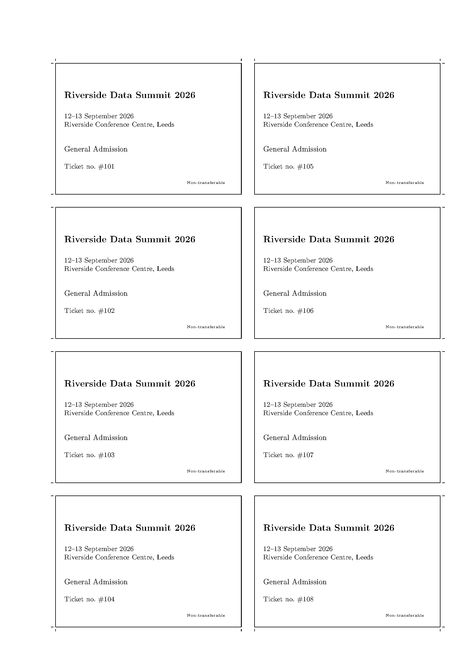 First page of Event Ticket Cards