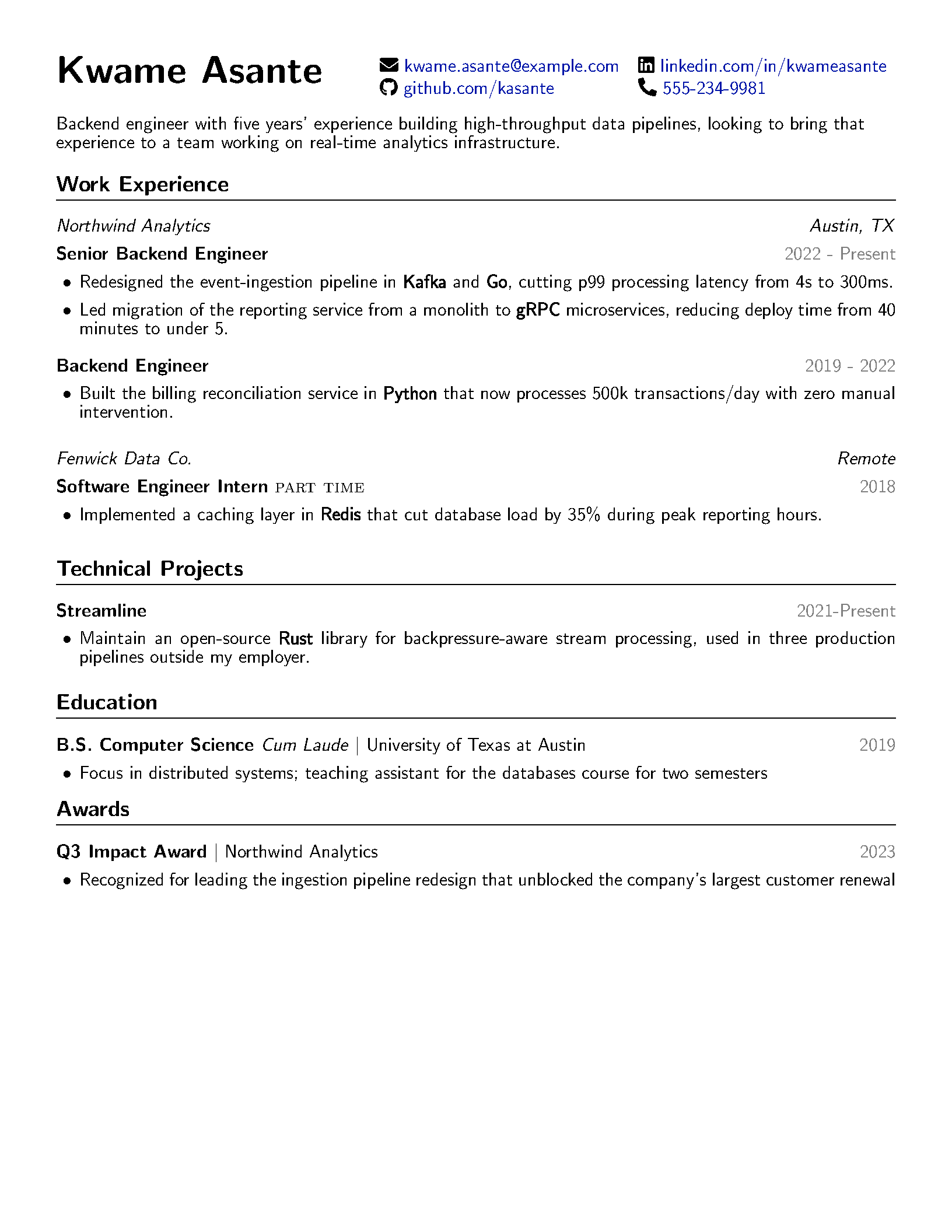 First page of Expressive Resume