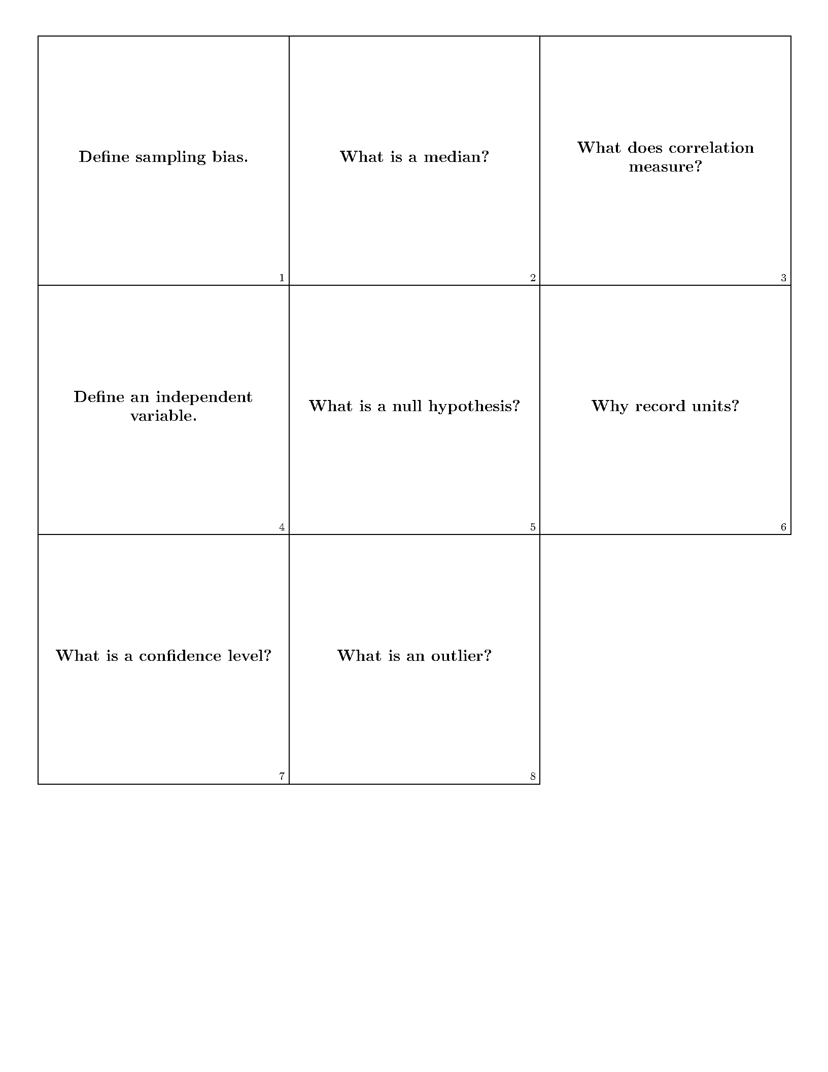 First page of the Flacards Study Cards template