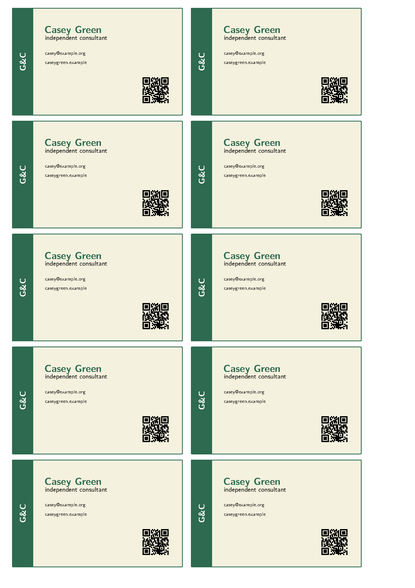 First page of G&C Business Card