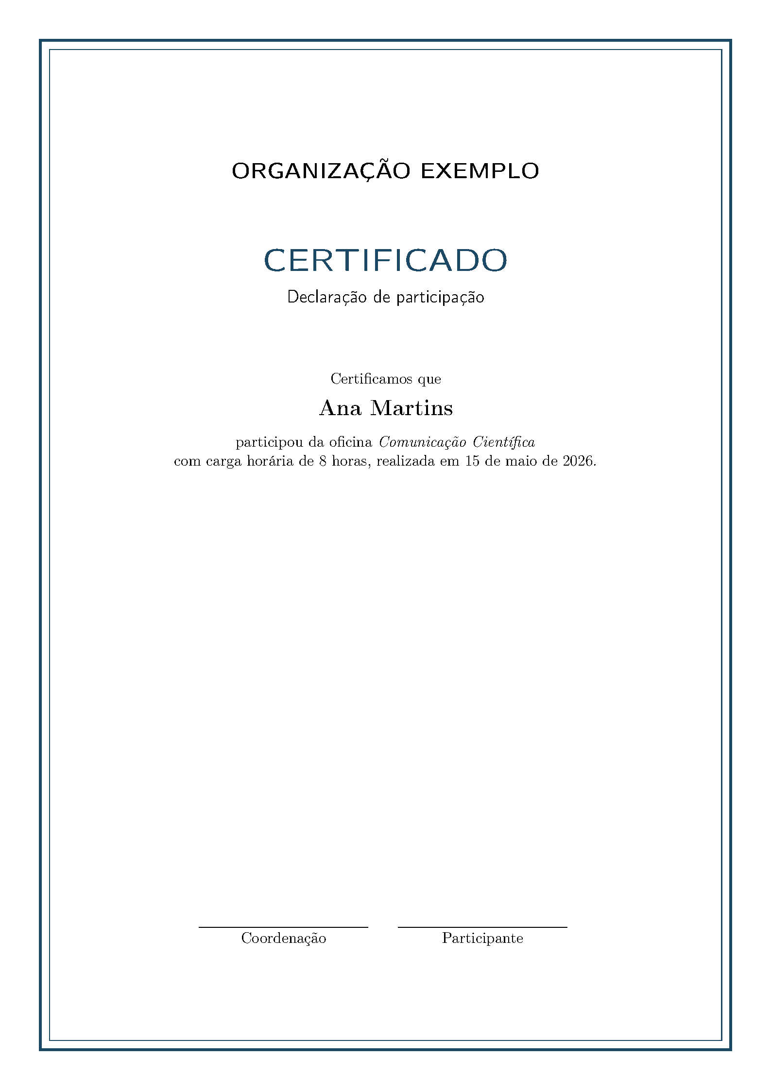 First page of the Gerador de Certificados e Declarações template