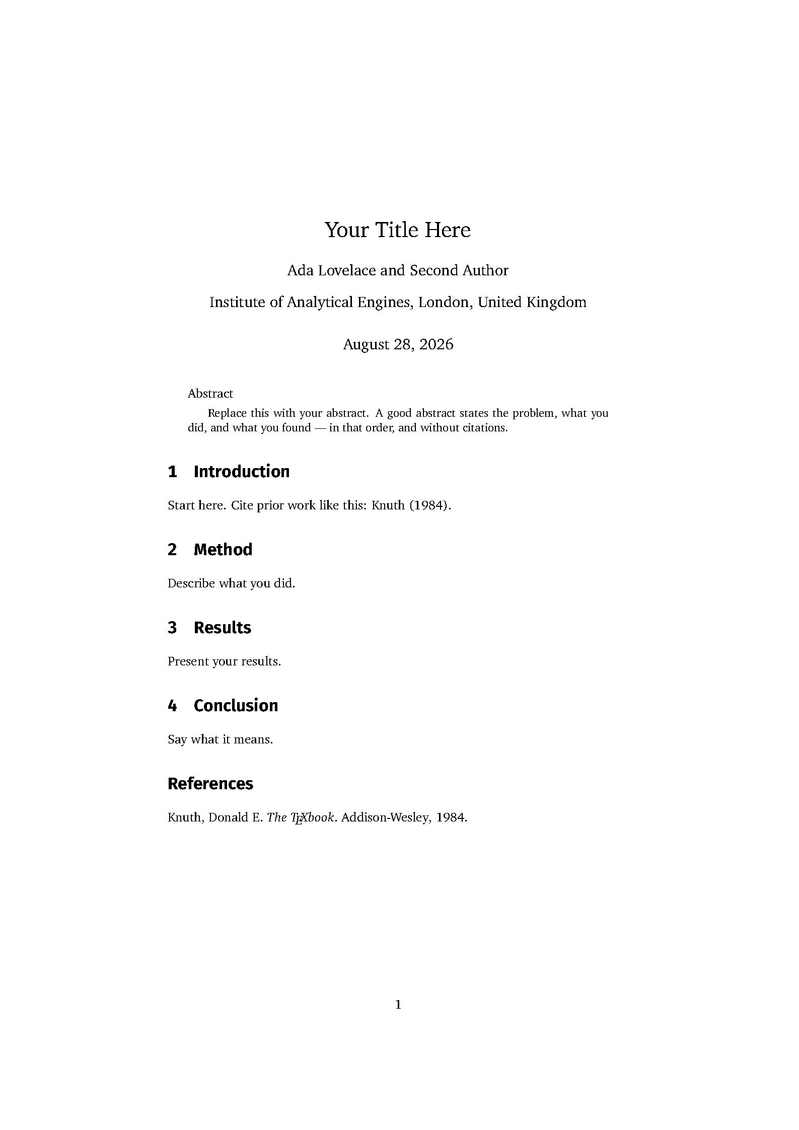 First page of the Gerhardt Academic Paper template