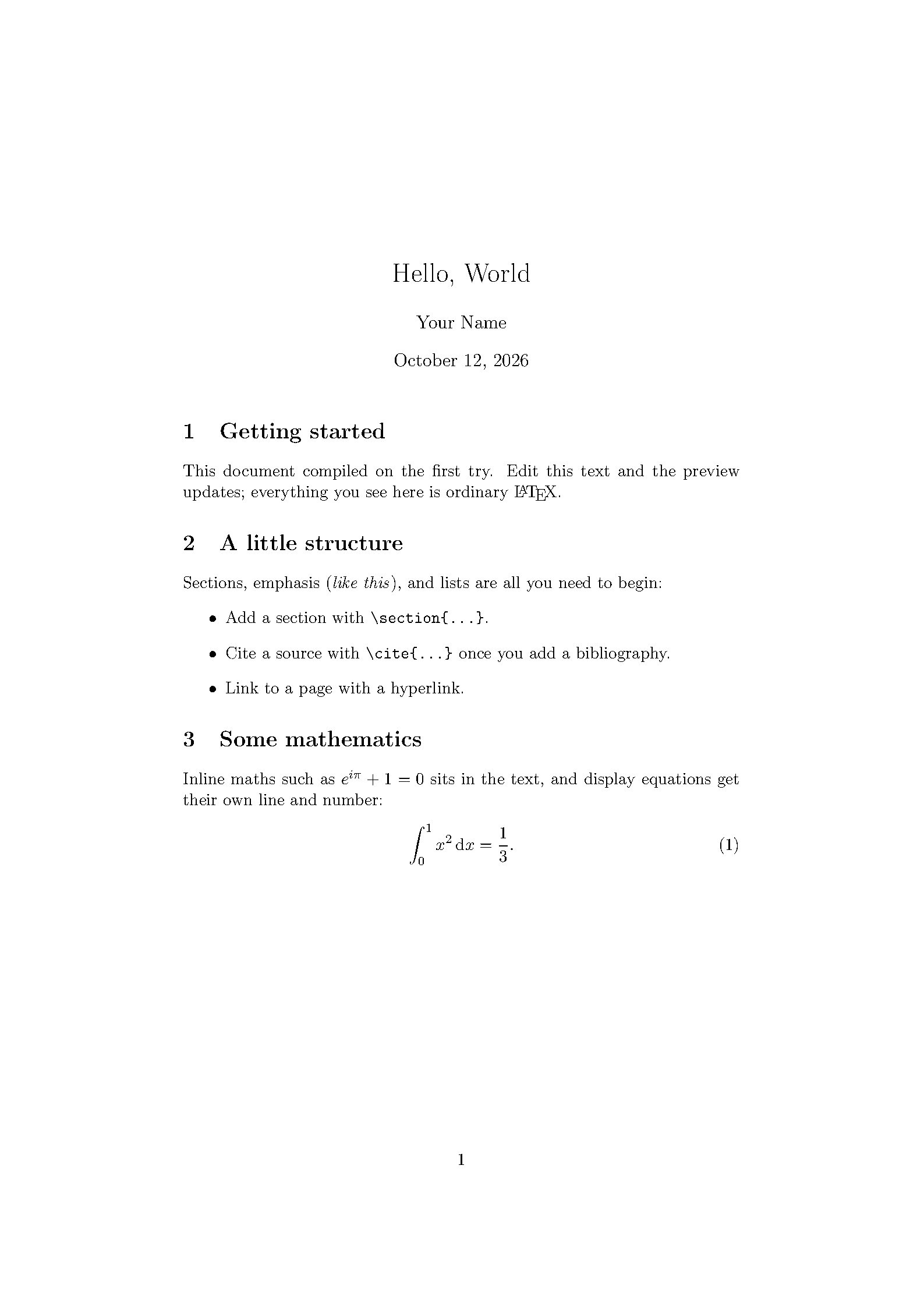First page of Hello World