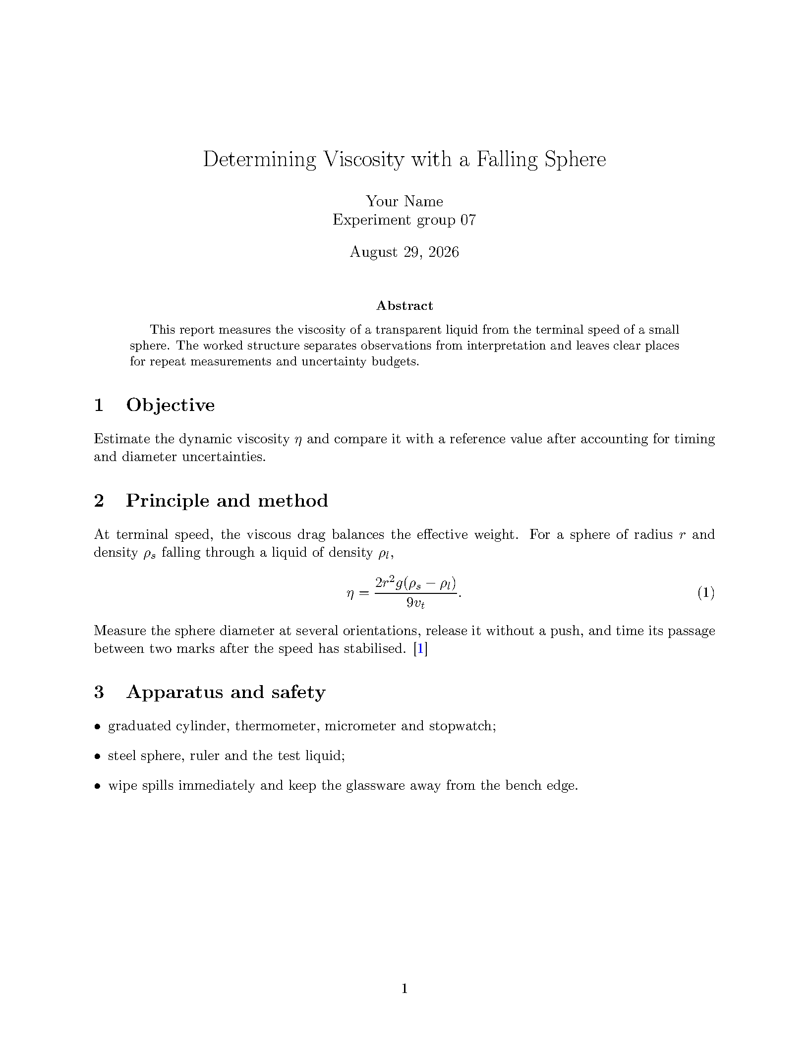 First page of the HIT Report template