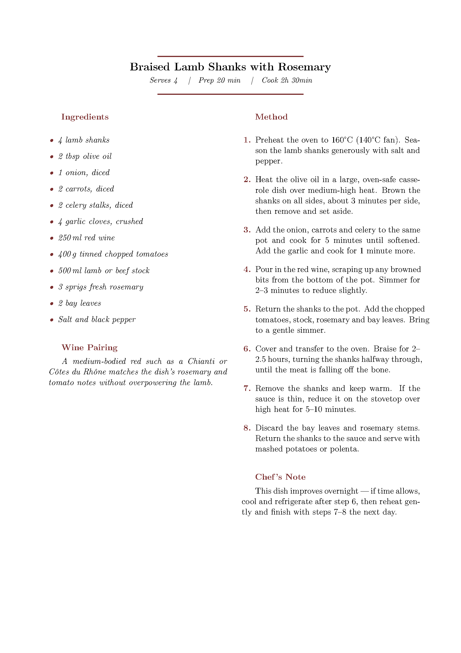 First page of Jacopo Recipe