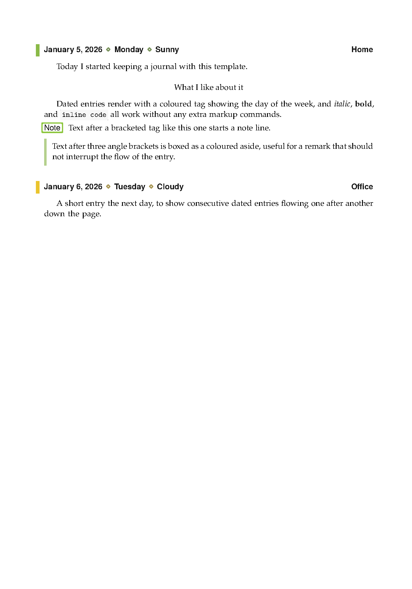 First page of the jwjournal Personal Diary template