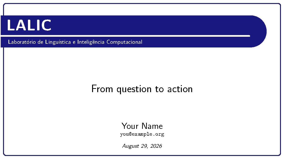 First page of the LALIC Beamer template