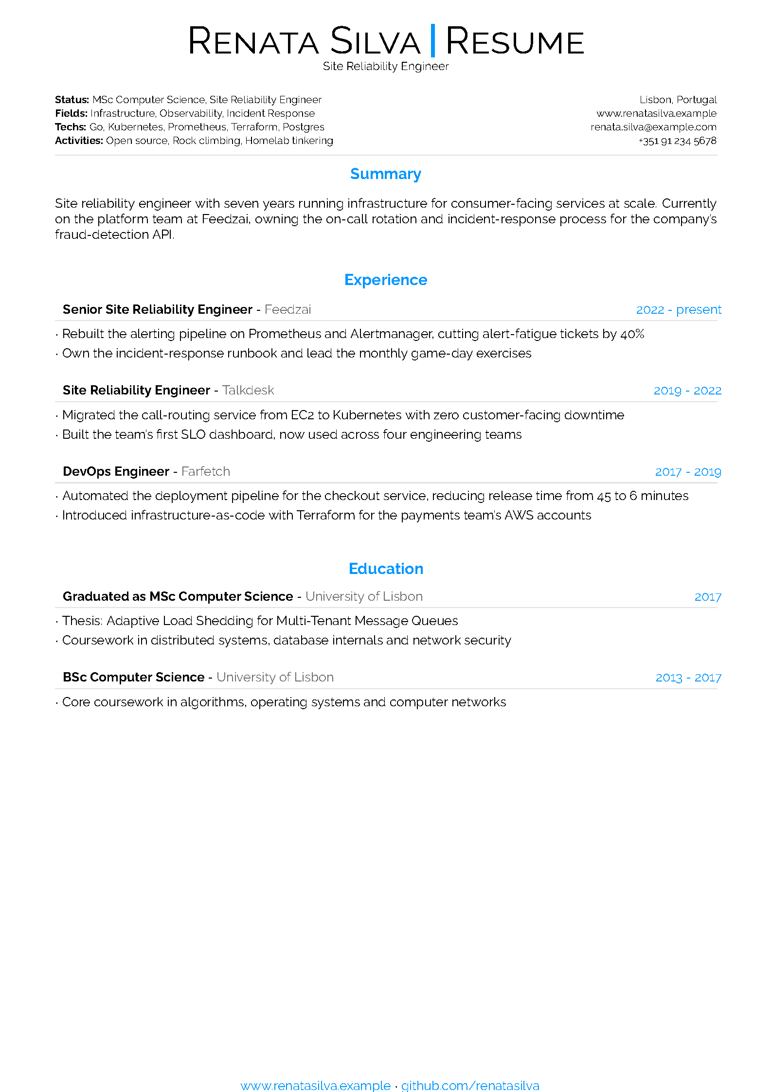 First page of latexcv