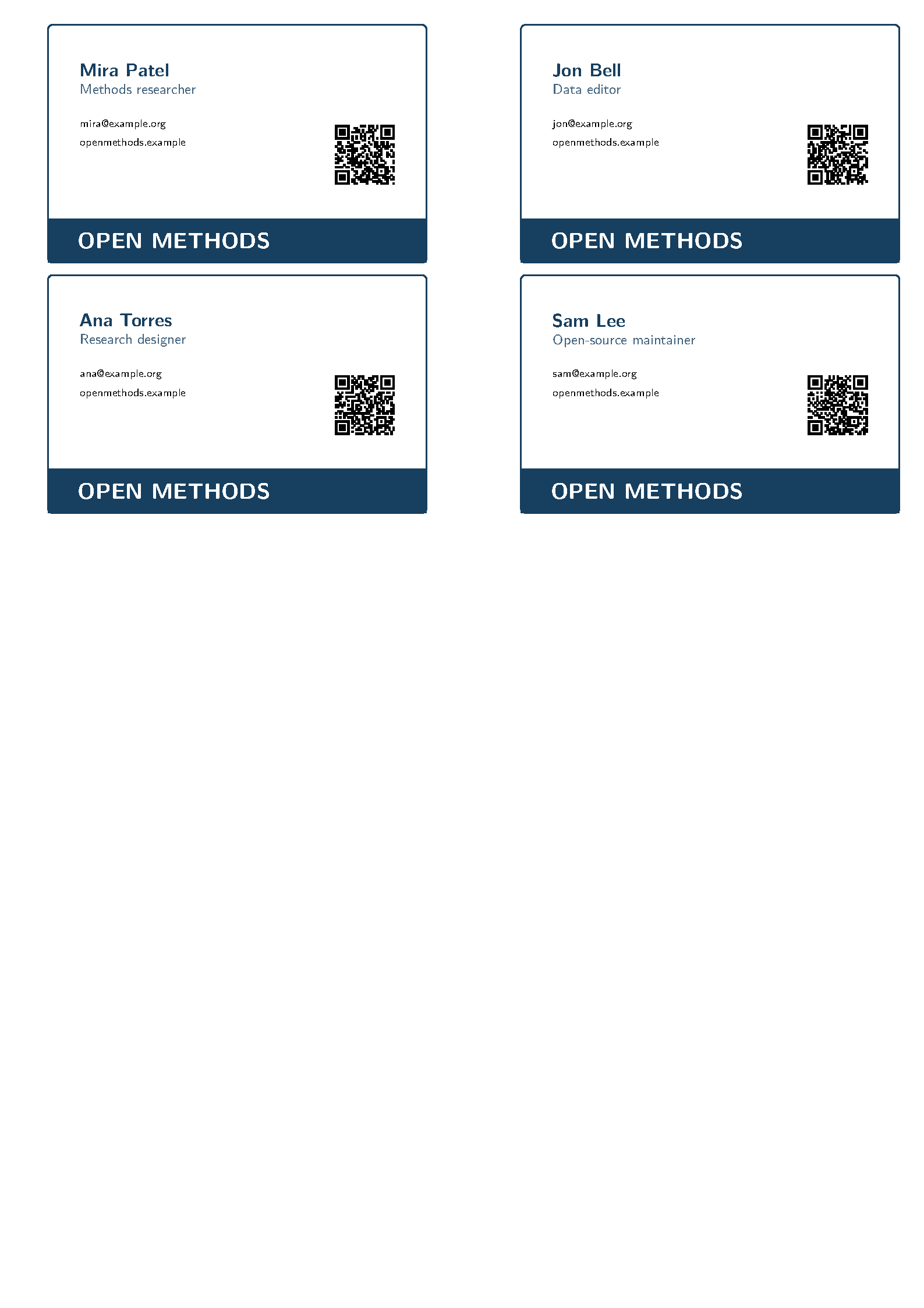 First page of Mailmerged Conference Name Cards
