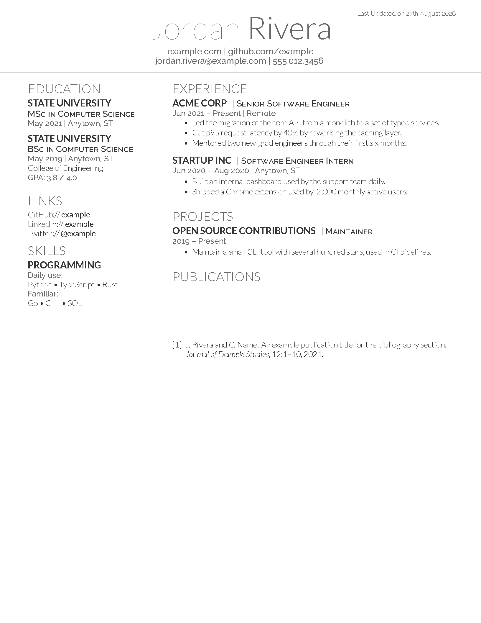 First page of Medium Length Professional CV