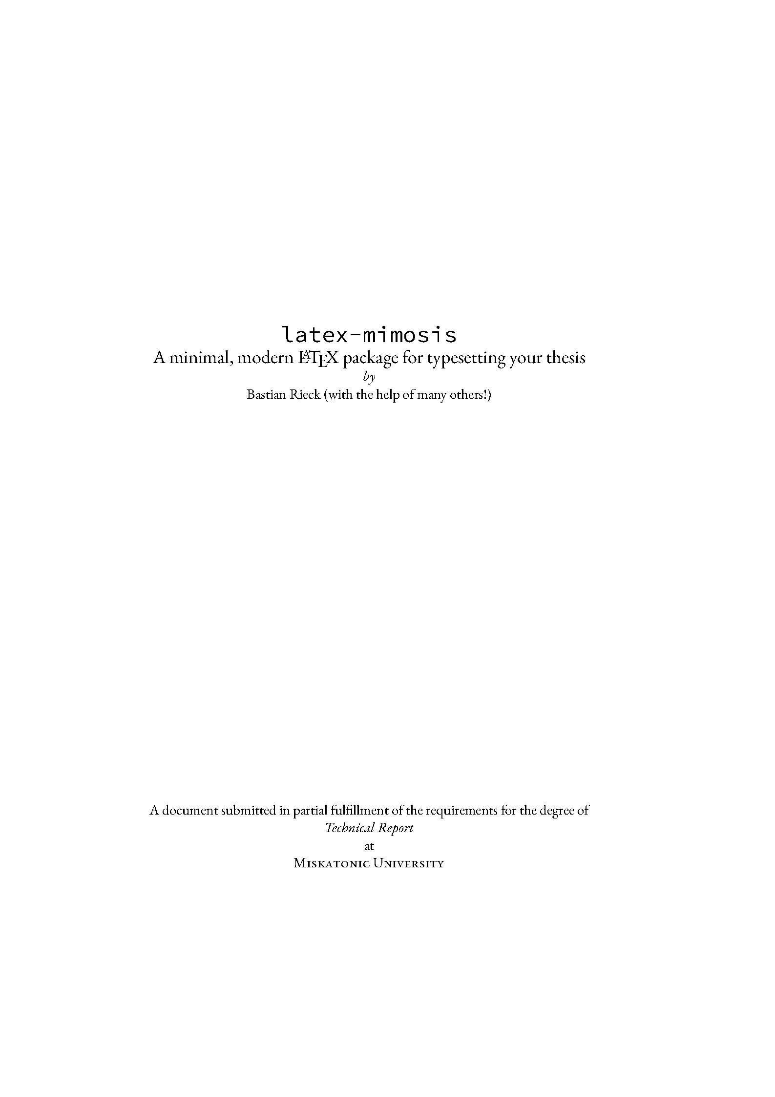 First page of the Mimosis Thesis template