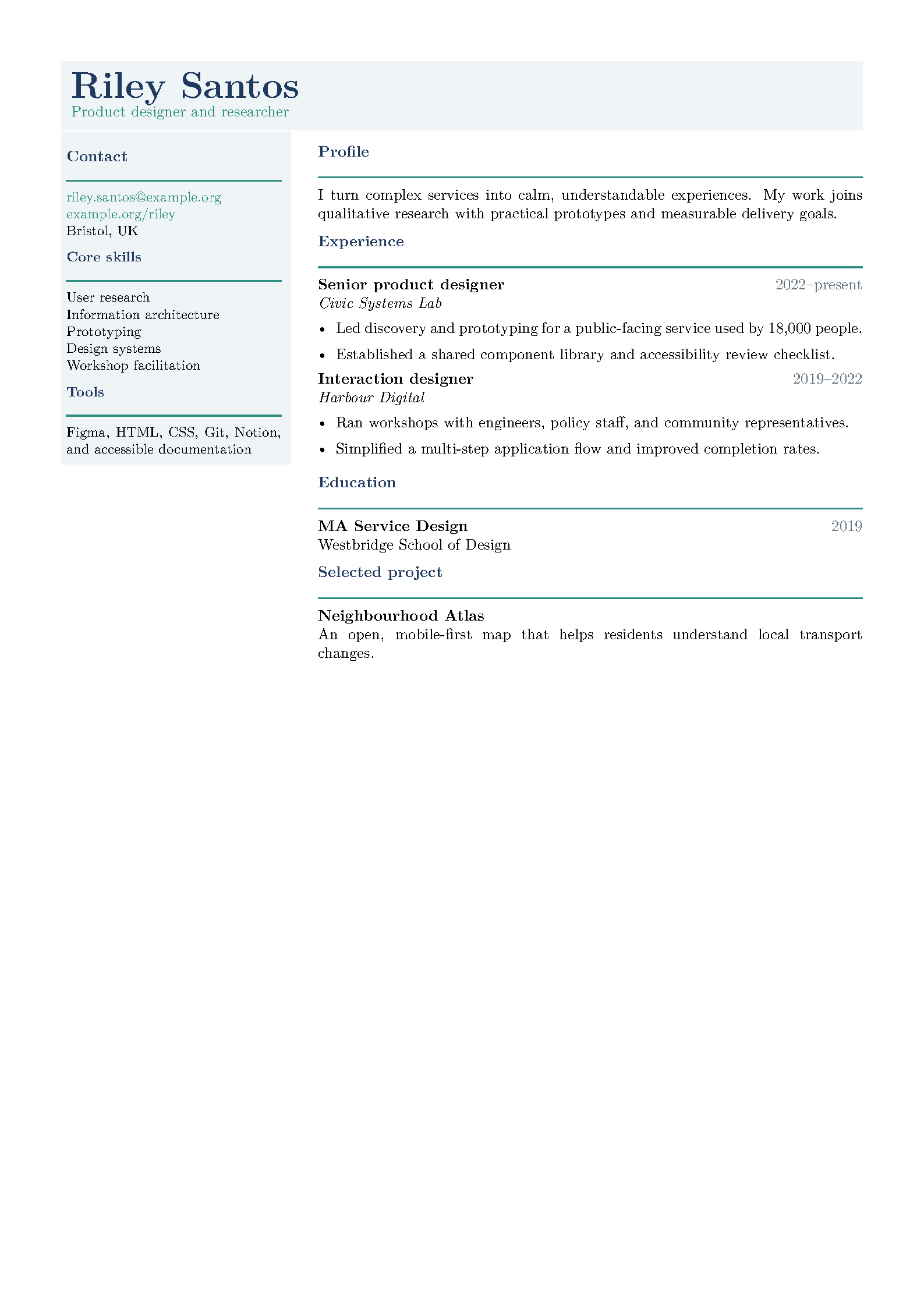 First page of Modern Resume Template